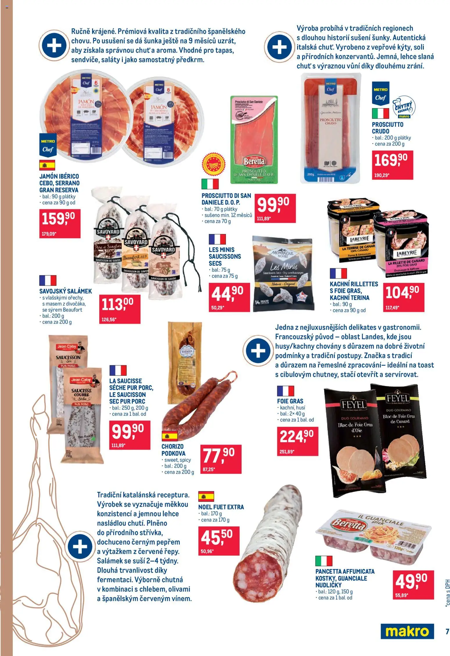 Makro leták - Pro milovníky jídla od 22.10.2025 | Strana: 7 | Produkty: Fuet Extra, Saláty, Jamon, Crudo
