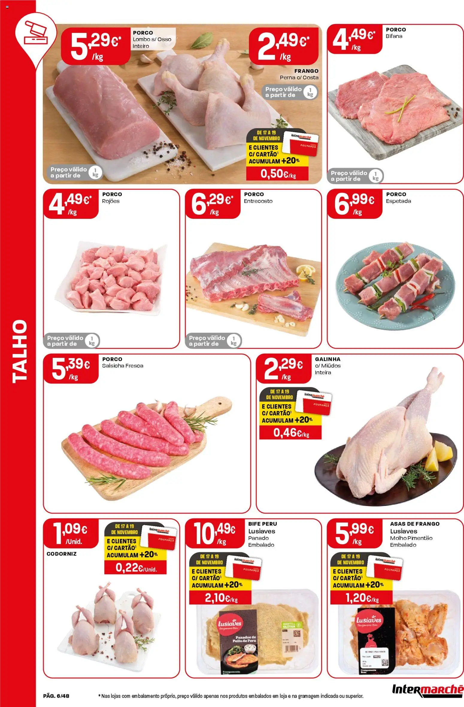 Intermarché folheto │ válido de 13.11.2025 | Página: 6 | Produtos: Frango, Pimentão, Salsicha, Lombo