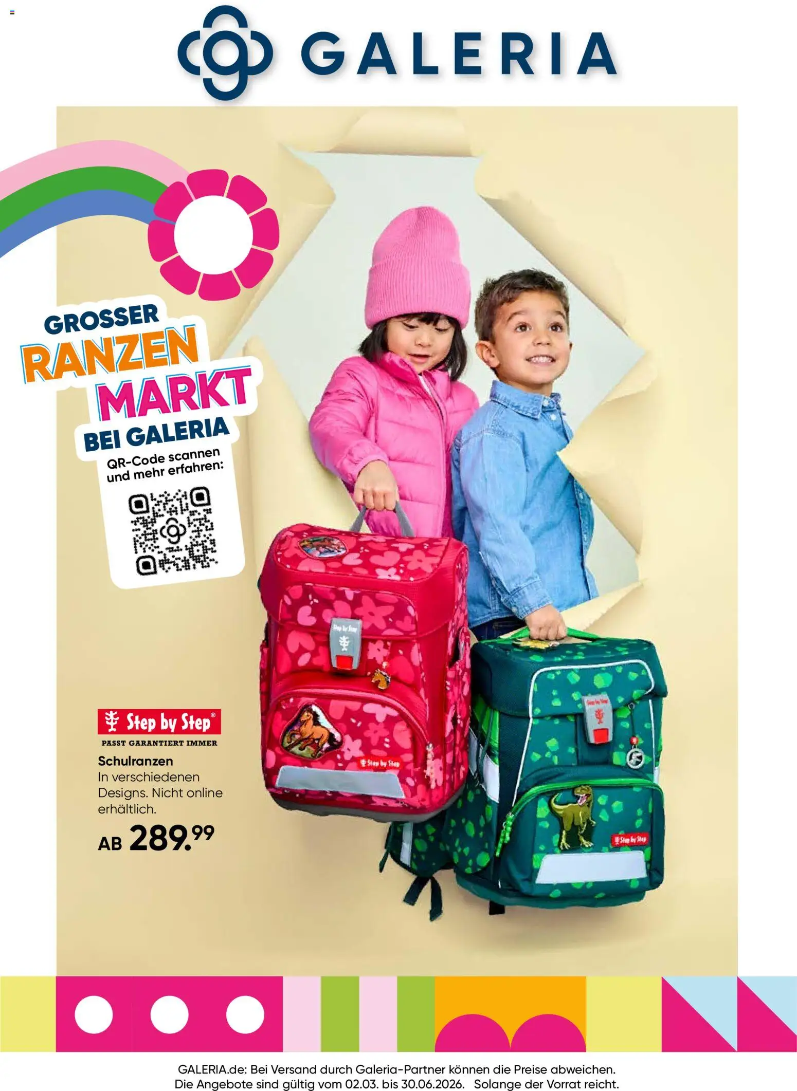 Galeria Karstadt Kaufhof Prospekt Schulranzen  	 – gültig ab 02.03.2026 | Seite: 1