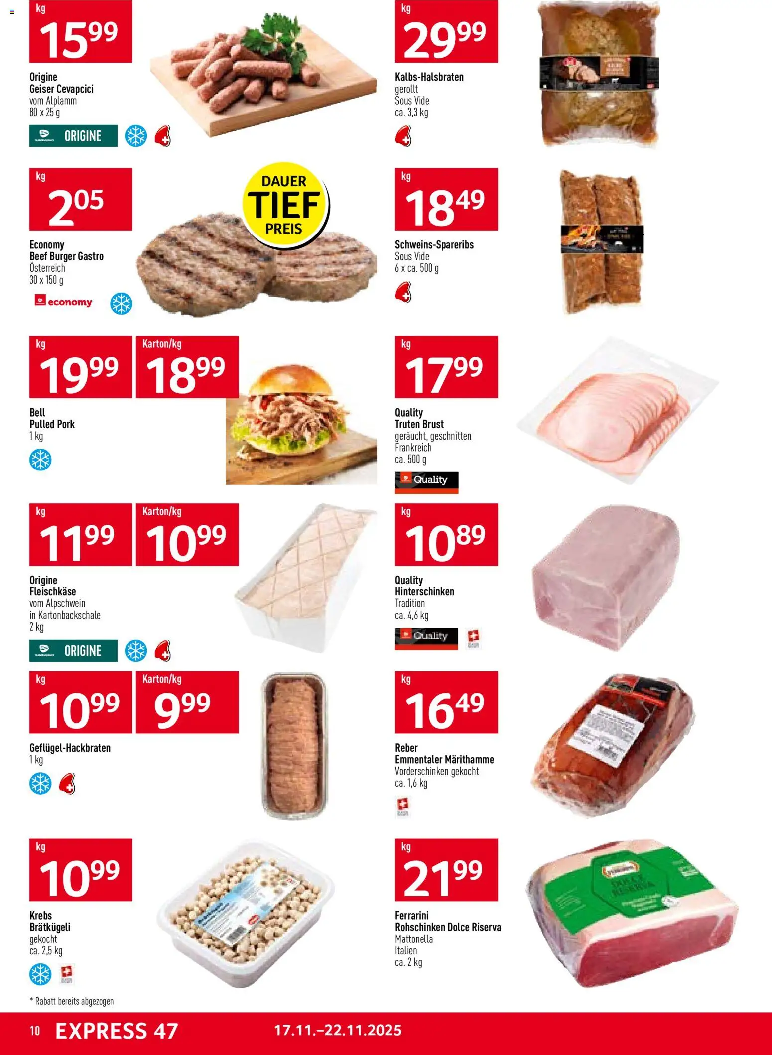 Prodega Aktionen – gültig ab 17.11.2025 | Seite: 10 | Produkte: Cevapcici, Burger
