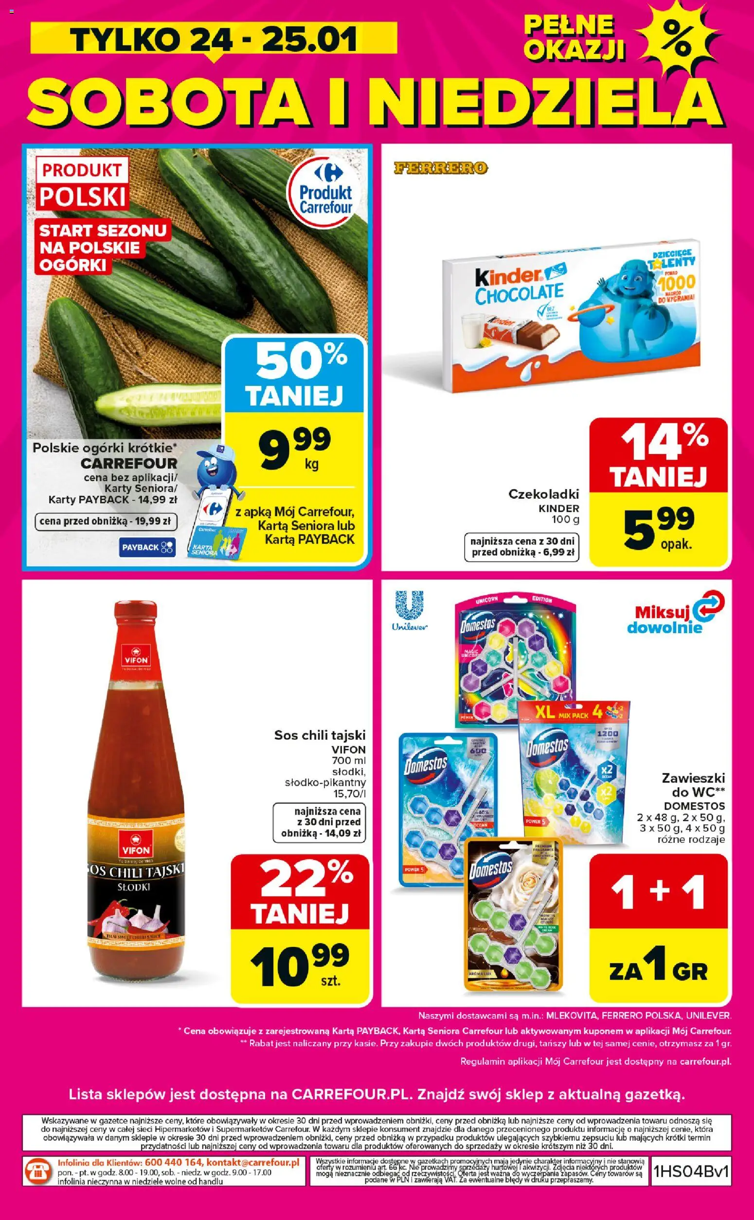 Carrefour Gazetka - Weekend okazji od 22.01.2026 | Strona: 8 | Produkty: Karta, Czekoladki, Vifon, Ogórki