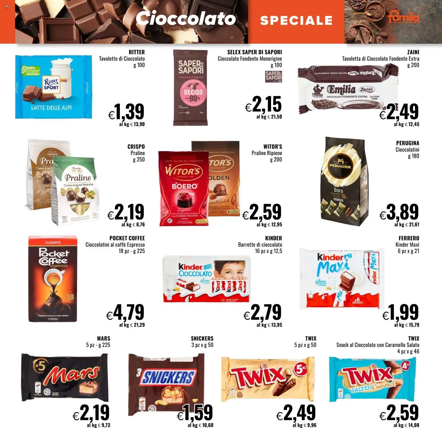Volantino Famila del 13.11.2025 | Pagina: 15 | Prodotti: Caffè, Cioccolato, Anello, Cioccolatini