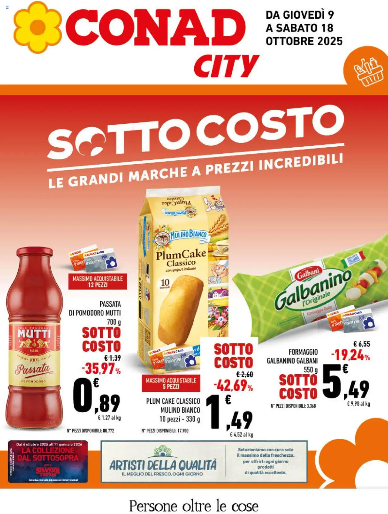 Volantino Conad del 09.10.2025 | Pagina: 1 | Prodotti: Formaggio, Passata di pomodoro, Mutti, Plumcake