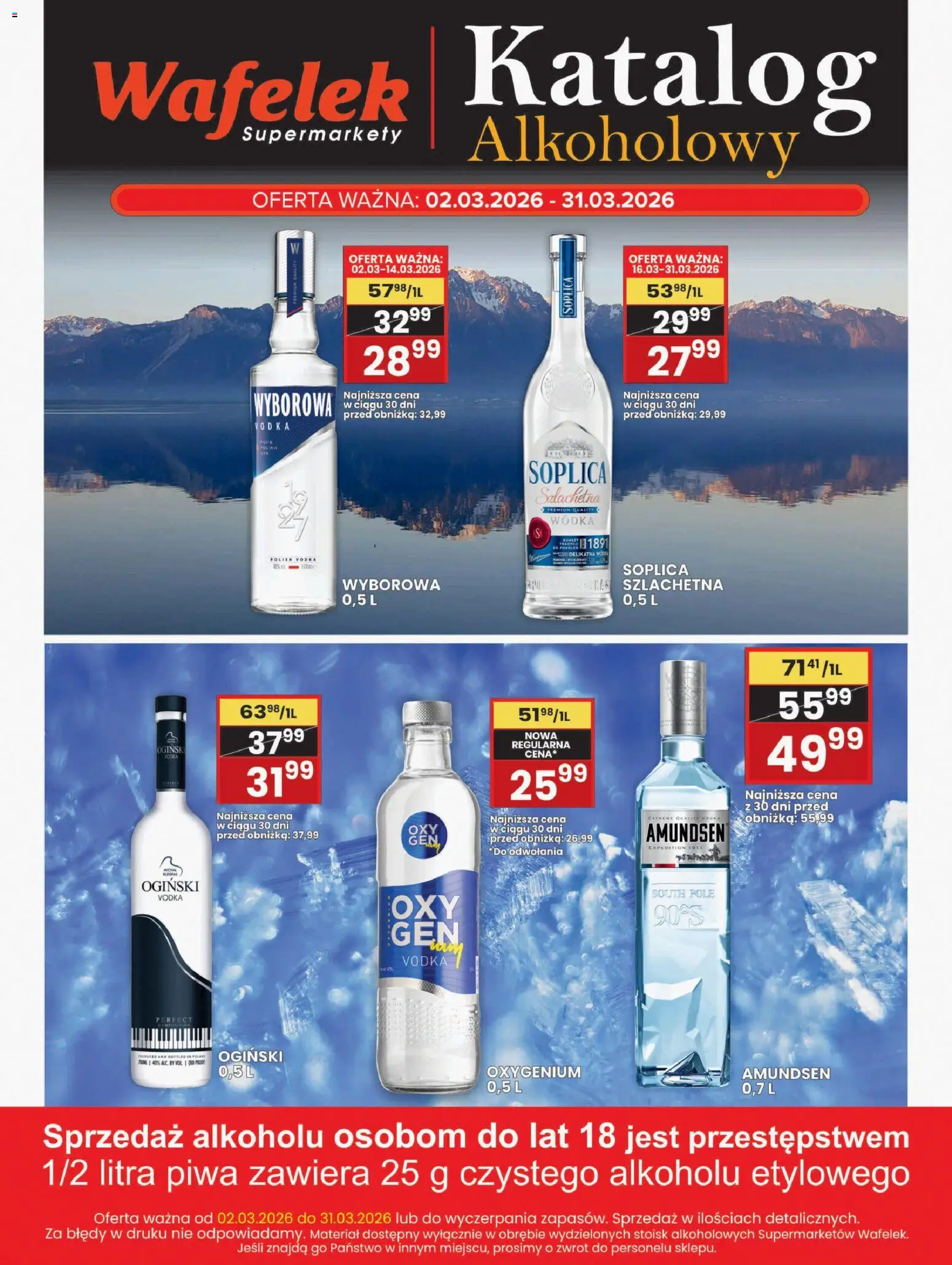 Wafelek gazetka alkoholowa od 02.03.2026 | Strona: 1 | Produkty: Ogiński, Vodka, Wódka