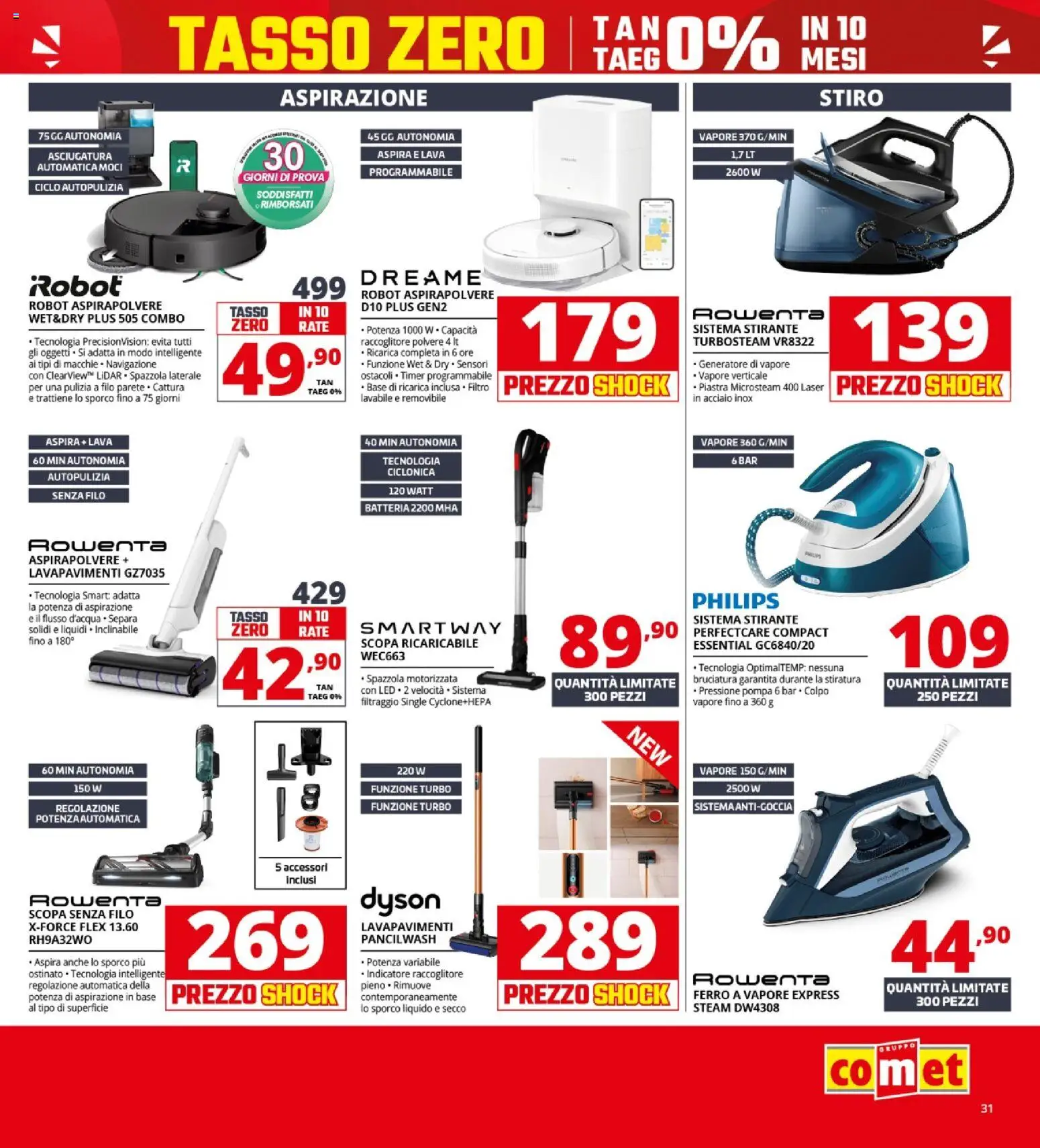 Volantino Comet del 23.04.2026 | Pagina: 31 | Prodotti: Spazzola, Robot aspirapolvere, Robot, Batteria