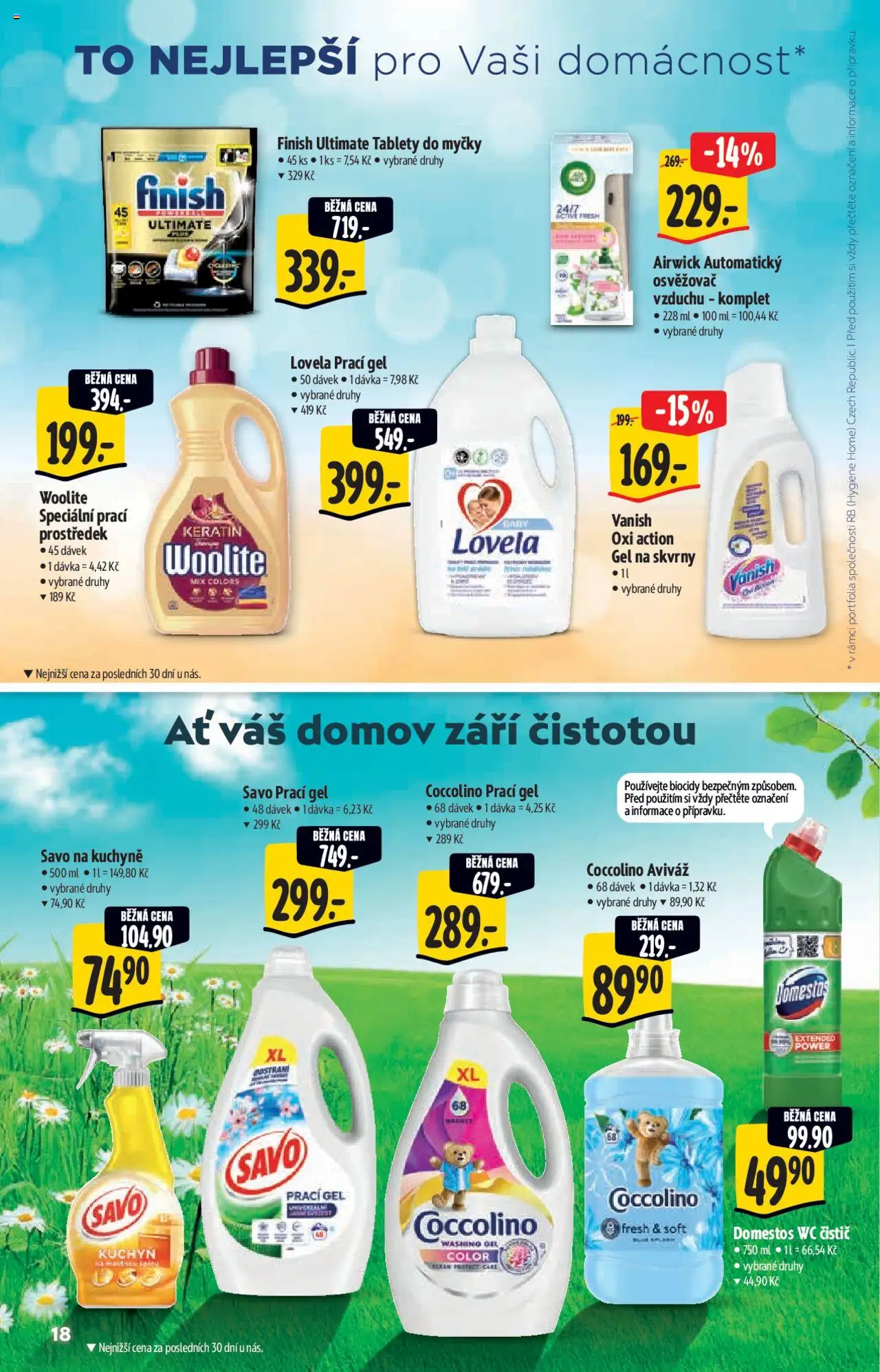 Albert katalog - Hypermarket od 21.05.2025 | Strana: 18 | Produkty: Finish, Prací gel, Savo prací gel, Lovela