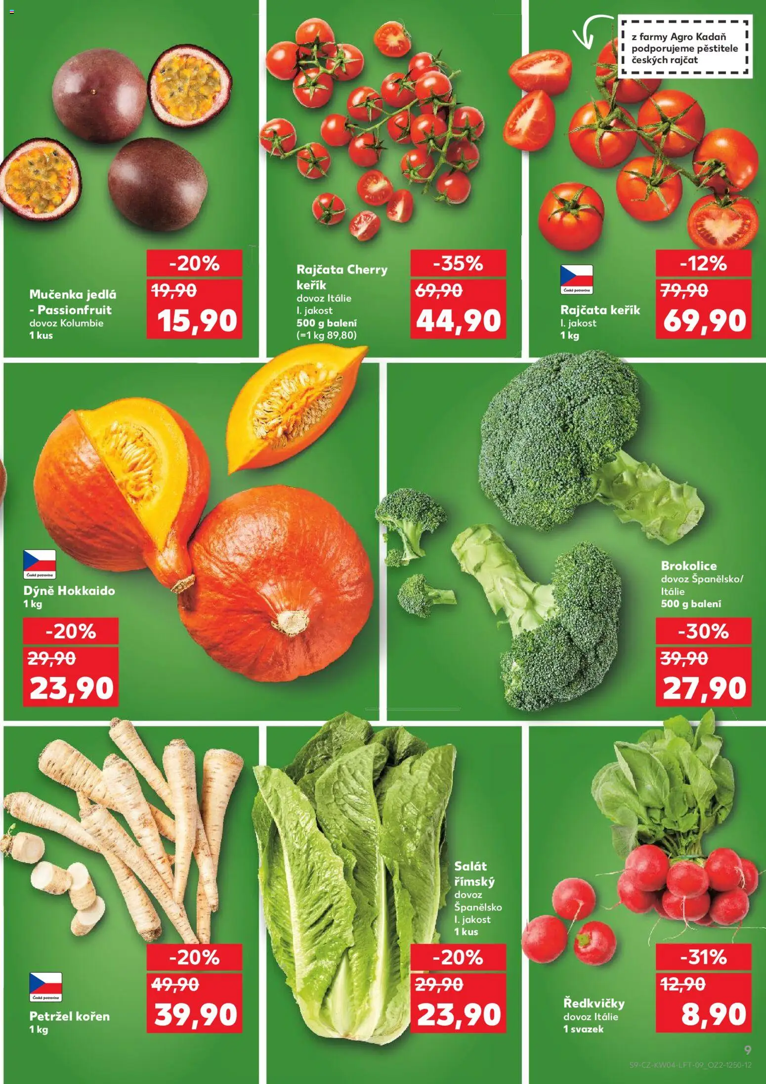 Kaufland leták - Liberec od 21.01.2026 | Strana: 9 | Produkty: Rajčata, Brokolice, Dýně, Ředkvičky