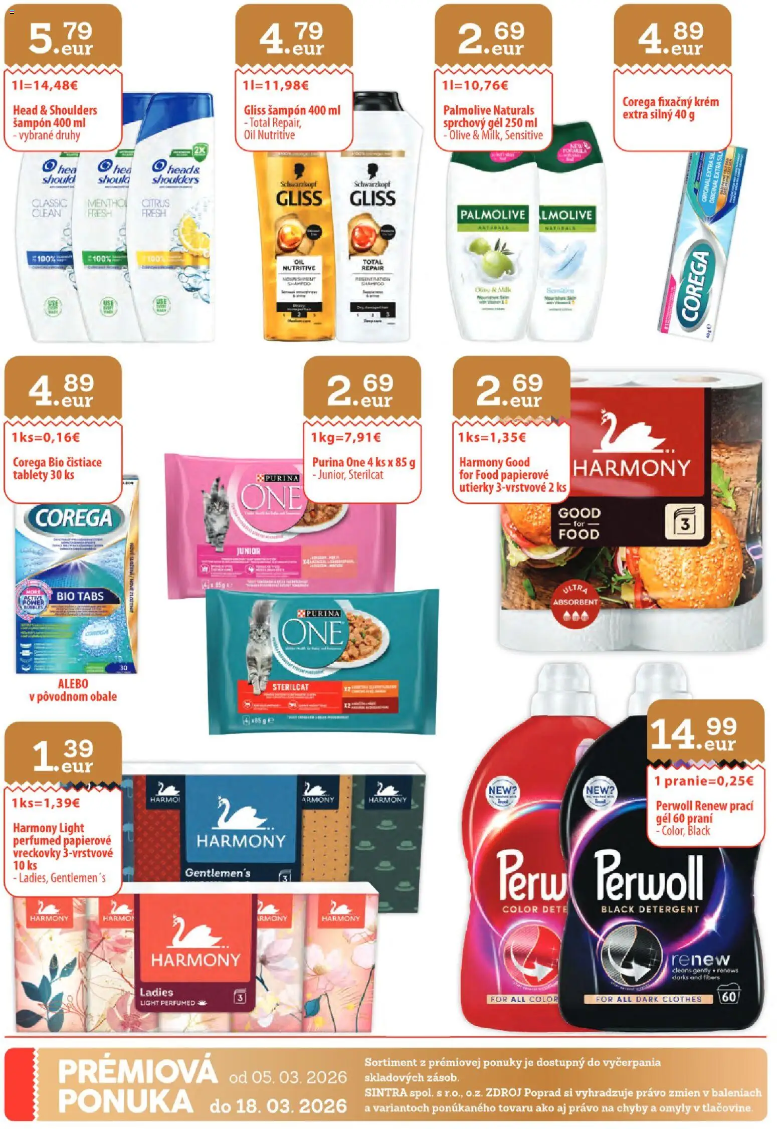 Nové Sintra akcie – leták je platný od 05.03.2026 | Strana: 32 | Produkty: Šampón, Sprchový gél, Krém, Head & Shoulders