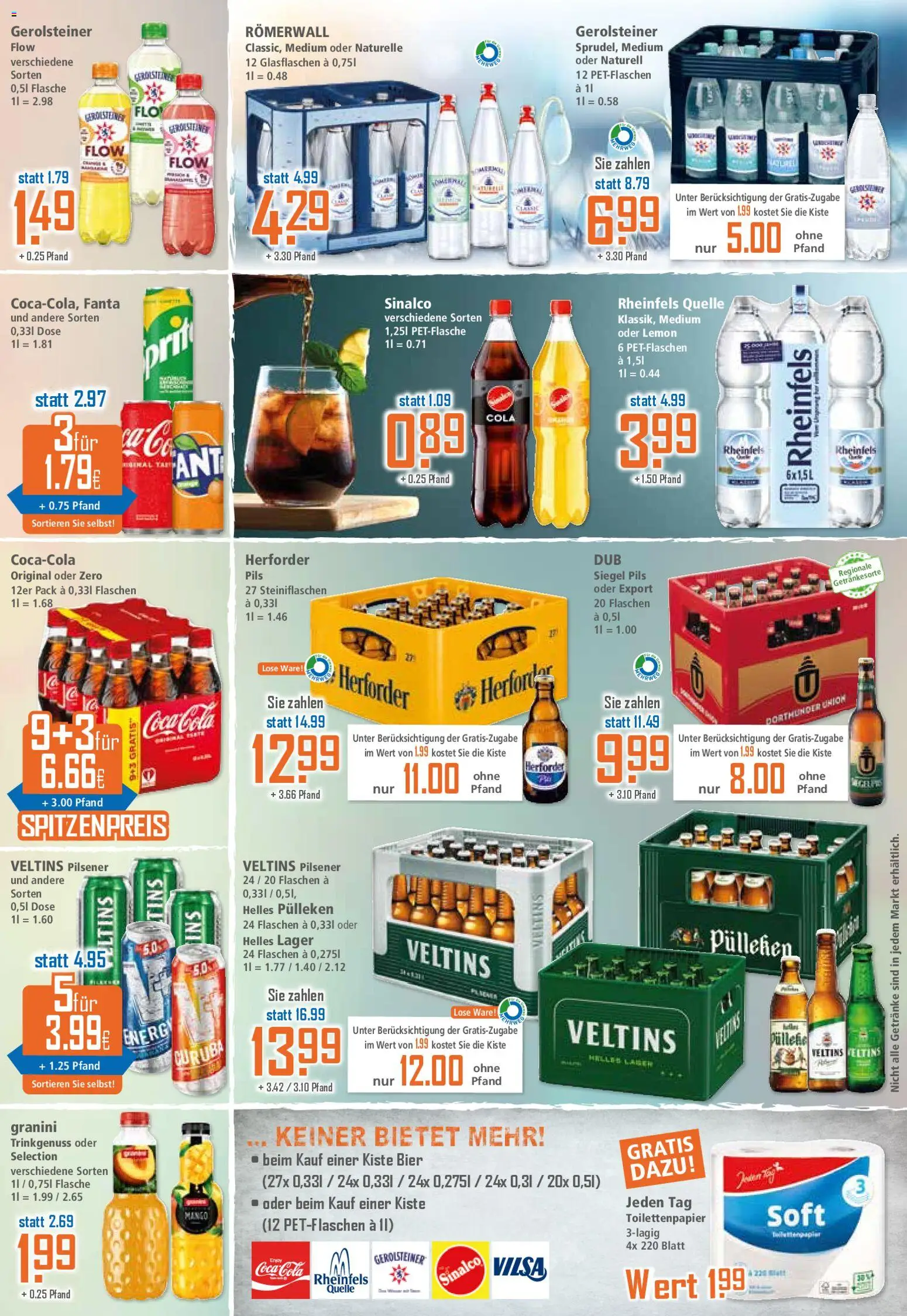 Klaas & Kock Prospekt 	 – gültig ab 19.01.2026 | Seite: 12 | Produkte: Sinalco, Bier, Veltins, Gerolsteiner