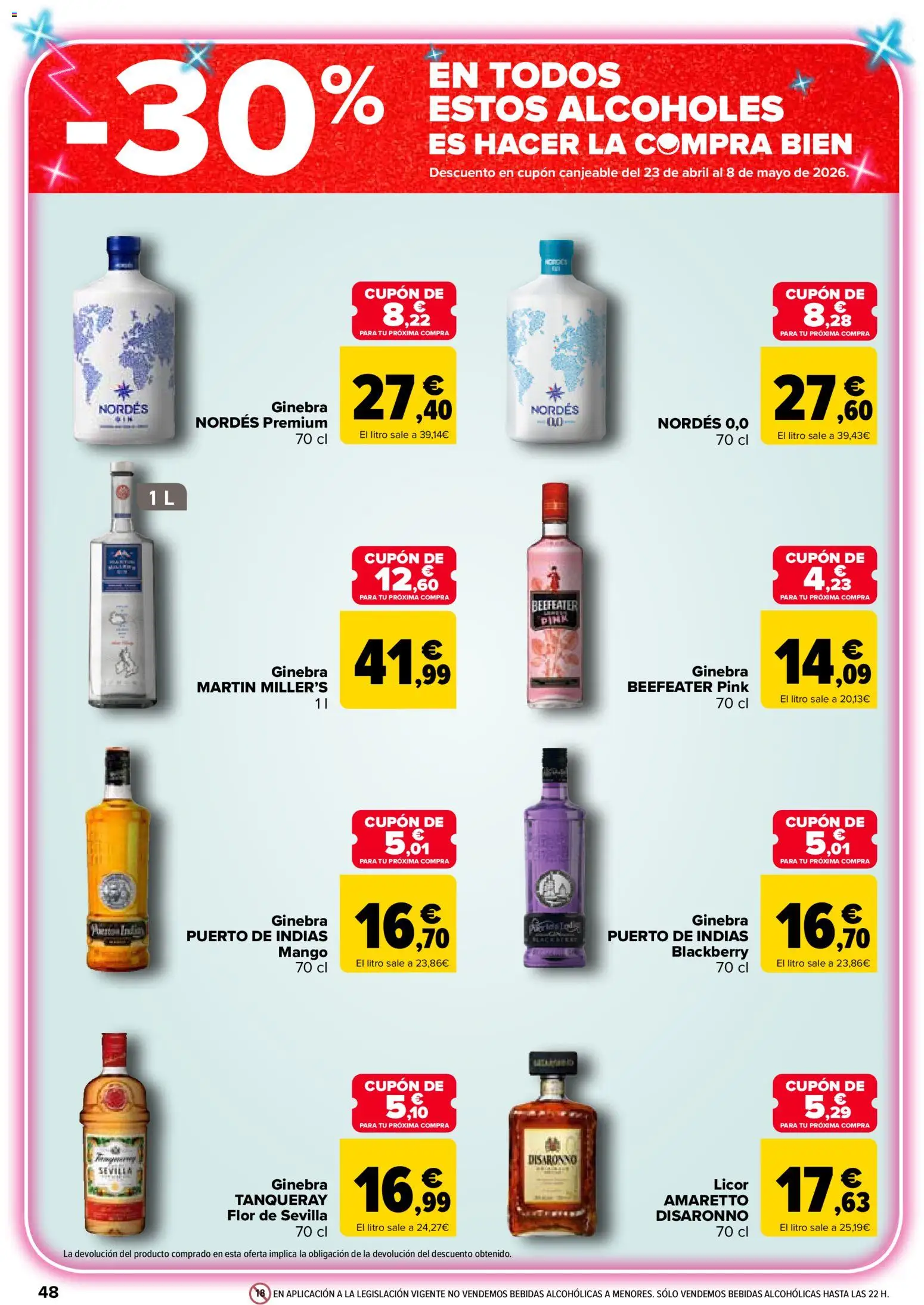 Carrefour folleto │ válido desde el 07.04.2026 | Página: 52 | Productos: Licor, Ginebra, Ρούτερ