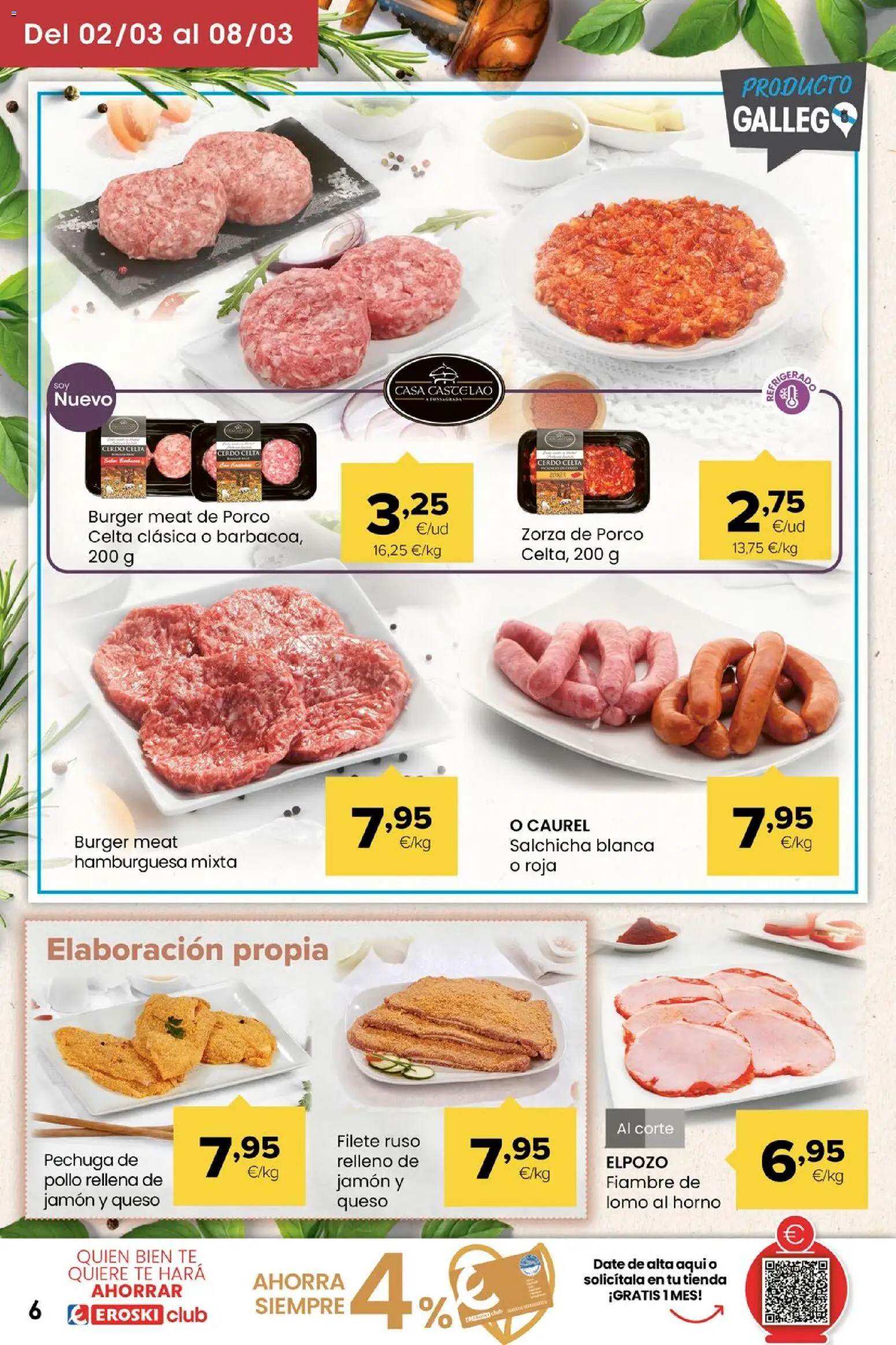 Eroski folleto │ válido desde el 26.02.2026 | Página: 6 | Productos: Jamón, Horno, Filete, Σοκολατούχο γάλα