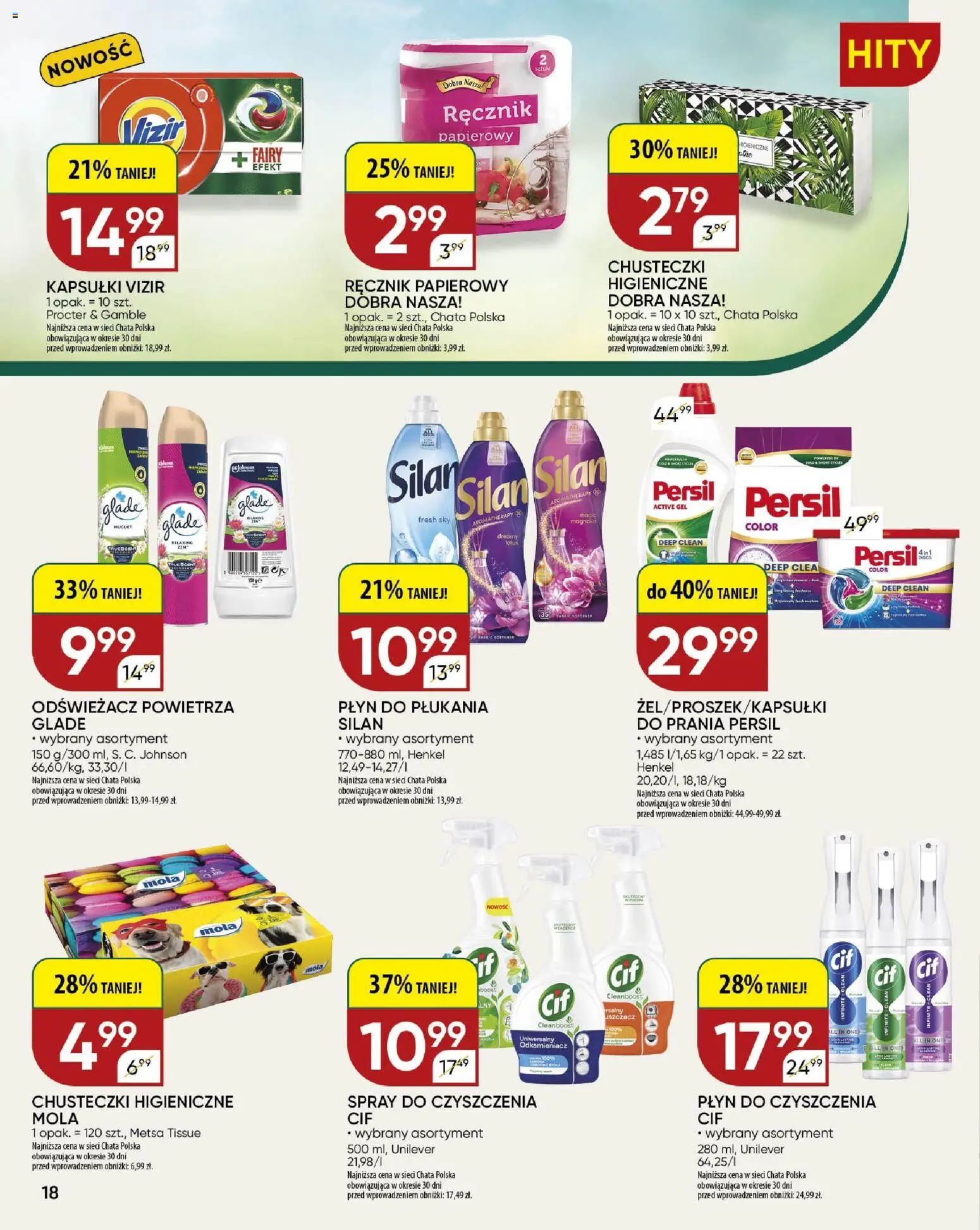 Chata Polska Gazetka od 26.02.2026 | Strona: 18 | Produkty: Odświeżacz, Persil, Chusteczki higieniczne, Ręcznik papierowy