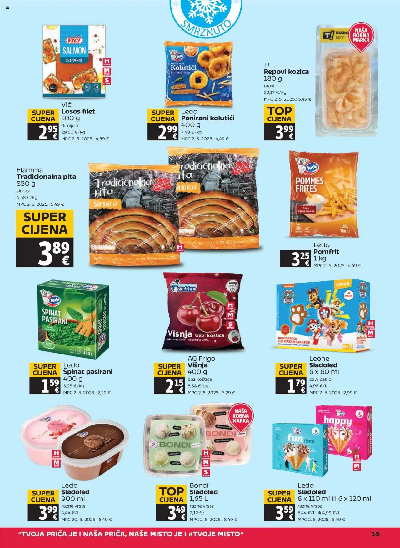 Tommy katalog | vrijedi od 02.10.2025 | Stranica: 15 | Proizvodi: Špinat, Pomfrit, Sladoled, Losos