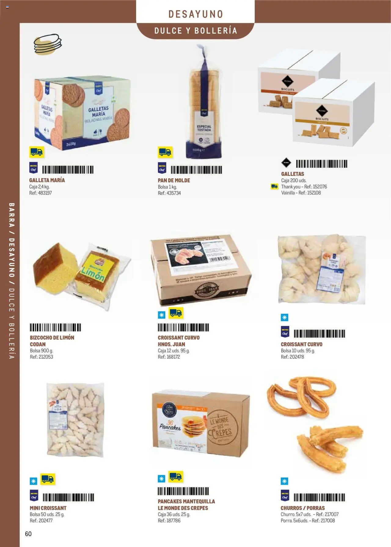 Makro - Menú y Barra Centro │ válido desde el 08.09.2025 | Página: 60 | Productos: Croissant, Galletas, Bizcocho, Bolsa