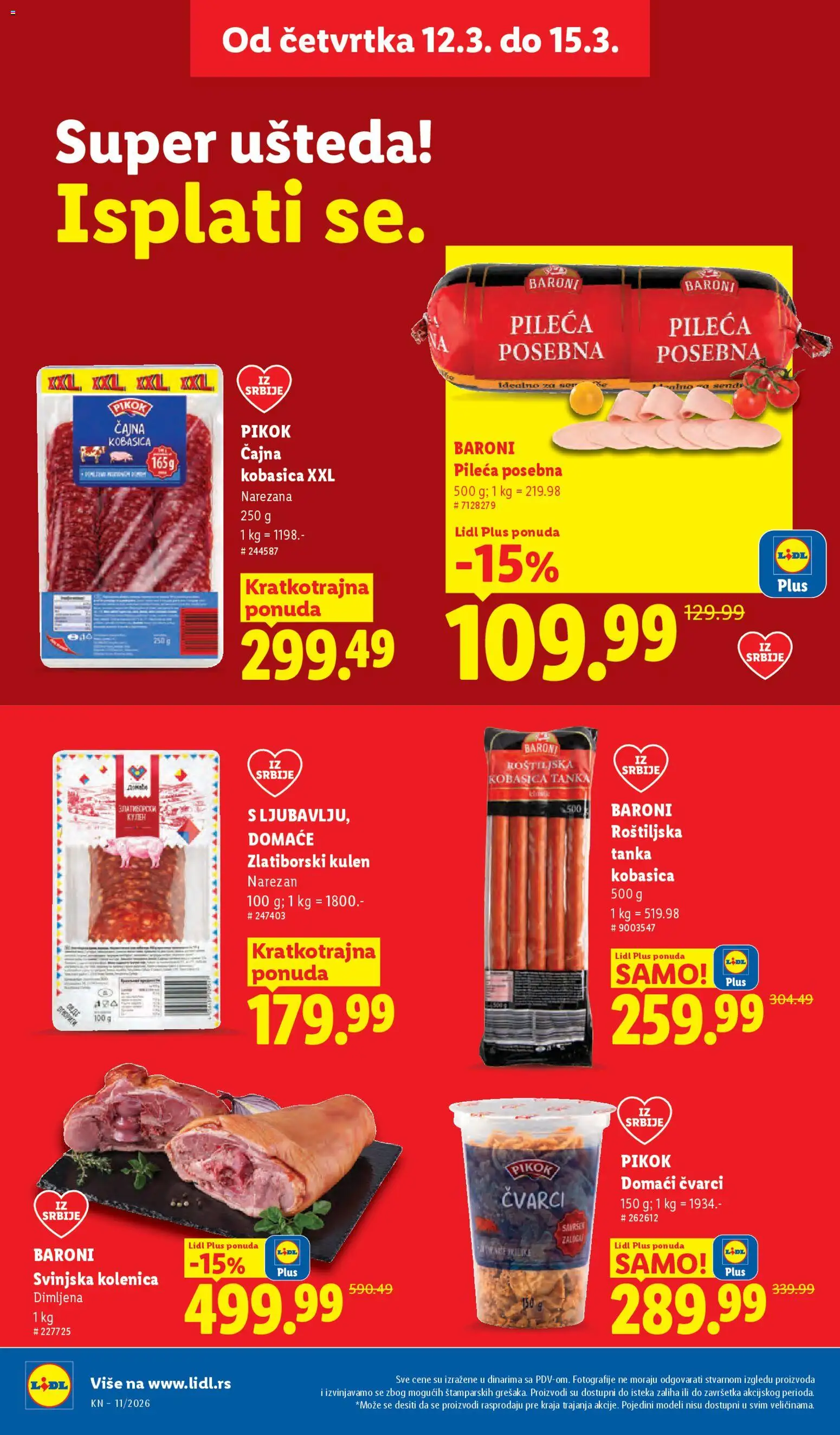 Lidl katalog - važi od 12.03.2026 | Strana: 18 | Proizvode: Svinjska kolenica, Čvarci, Kulen, Kobasica