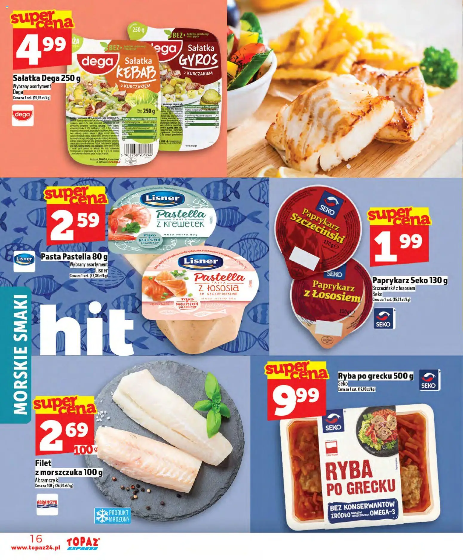 Topaz Gazetka - Express od 02.01.2026 | Strona: 16 | Produkty: Paprykarz, Ryba po grecku, Ryba, Sos