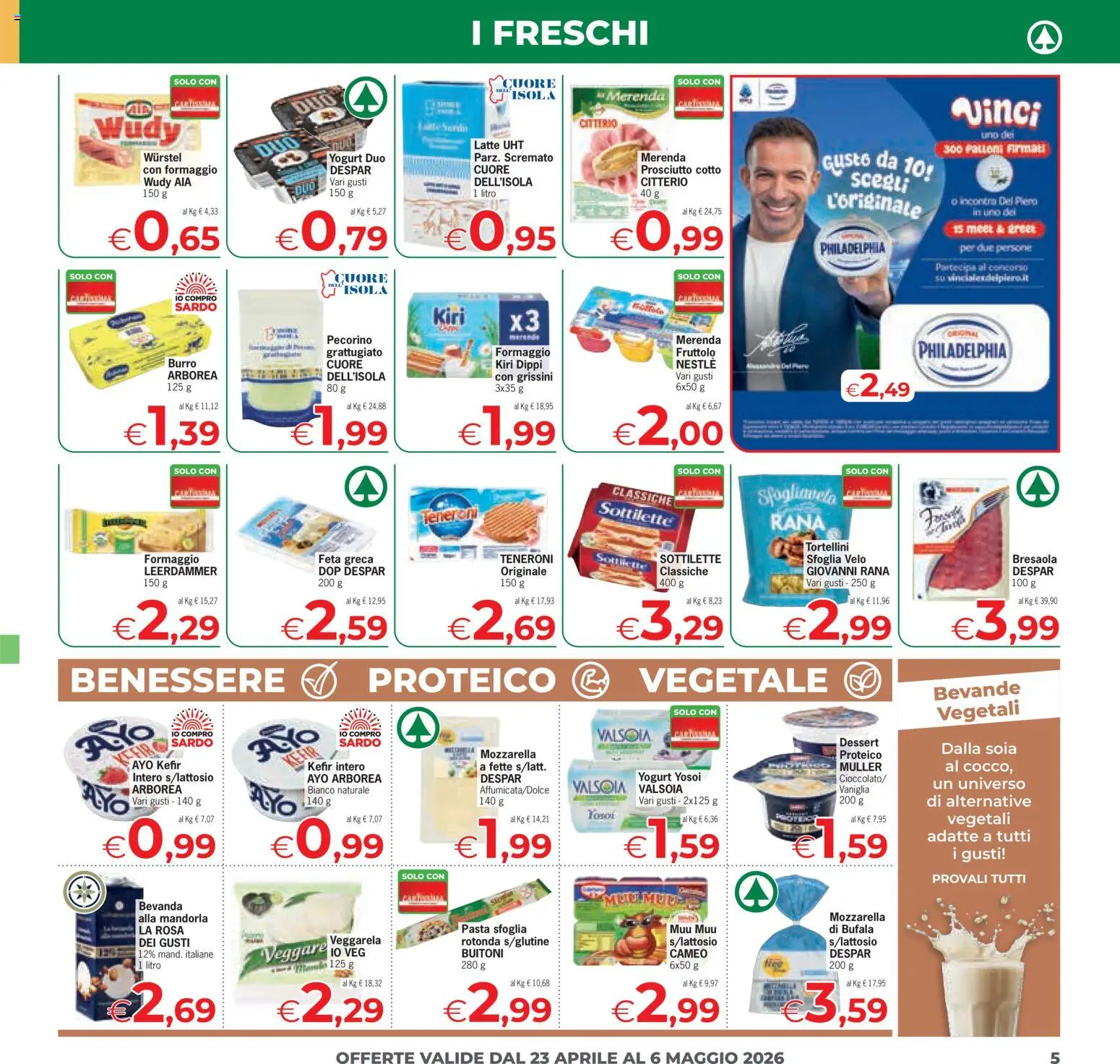 Volantino Despar del 23.04.2026 | Pagina: 5 | Prodotti: Pasta sfoglia, Mozzarella, Pasta, Feta