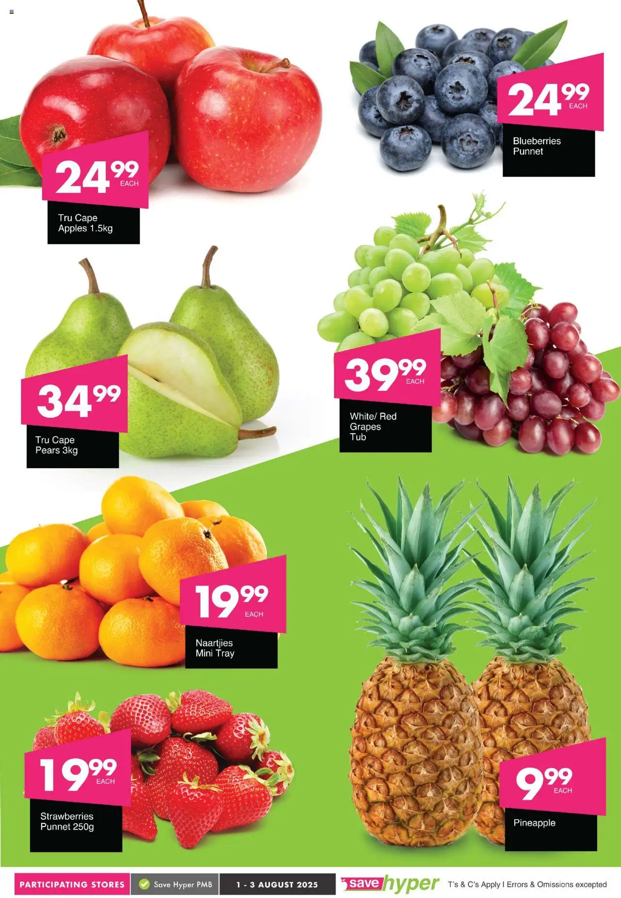 Save Weekend WOW │ valid from 01.08.2025 | Page: 6 | Products: Pears, Apples, Pineapple, Strawberries