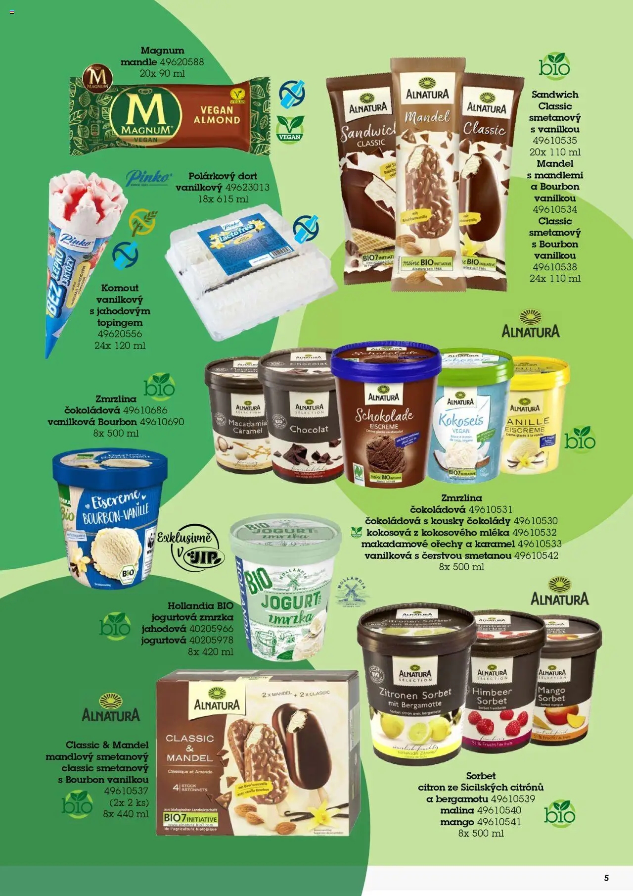 Jip katalog zmrzliny 2024/25 od 30.12.2024 | Strana: 5 | Produkty: Jogurt, Ořechy, Sorbet, Polárkový dort