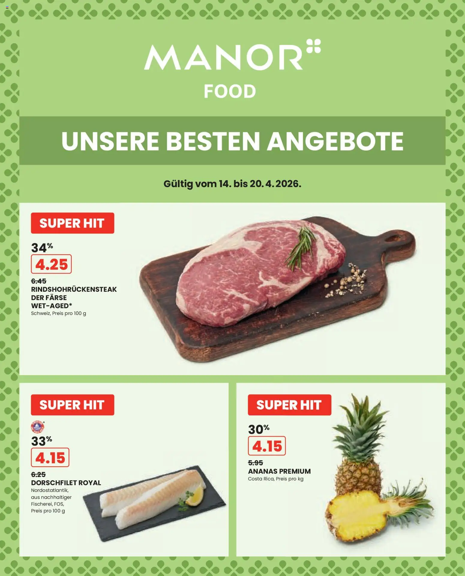 Manor aktionen – gültig ab 14.04.2026 | Seite: 1 | Produkte: Ananas