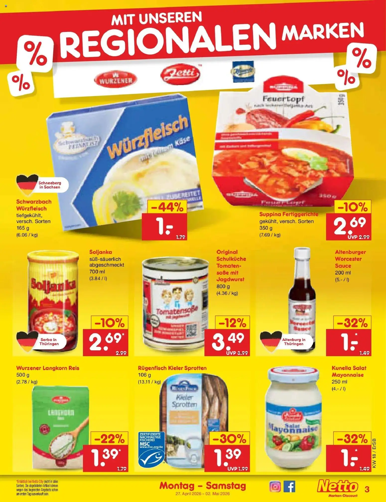 Netto Marken-Discount Prospekt Nordhausen	 – gültig ab 27.04.2026 | Seite: 35 | Produkte: Käse, Tomaten, Fertiggerichte, Reis