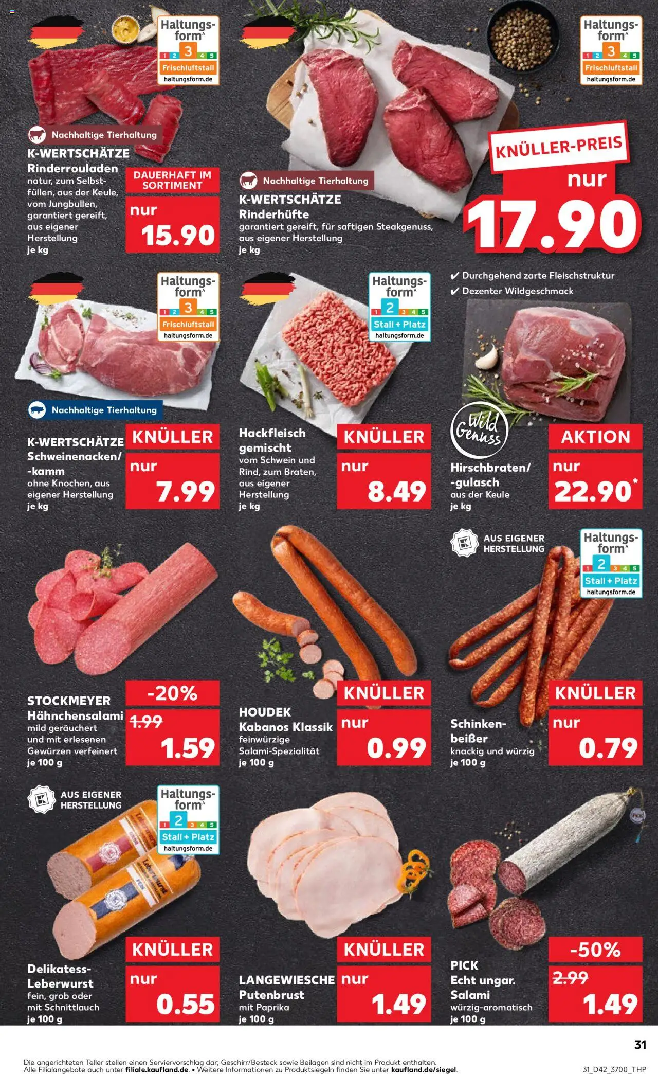 Kaufland prospekt Rostock	 – gültig ab 16.10.2025 | Seite: 31 | Produkte: Rinderrouladen, Gulasch, Salami, Schinken