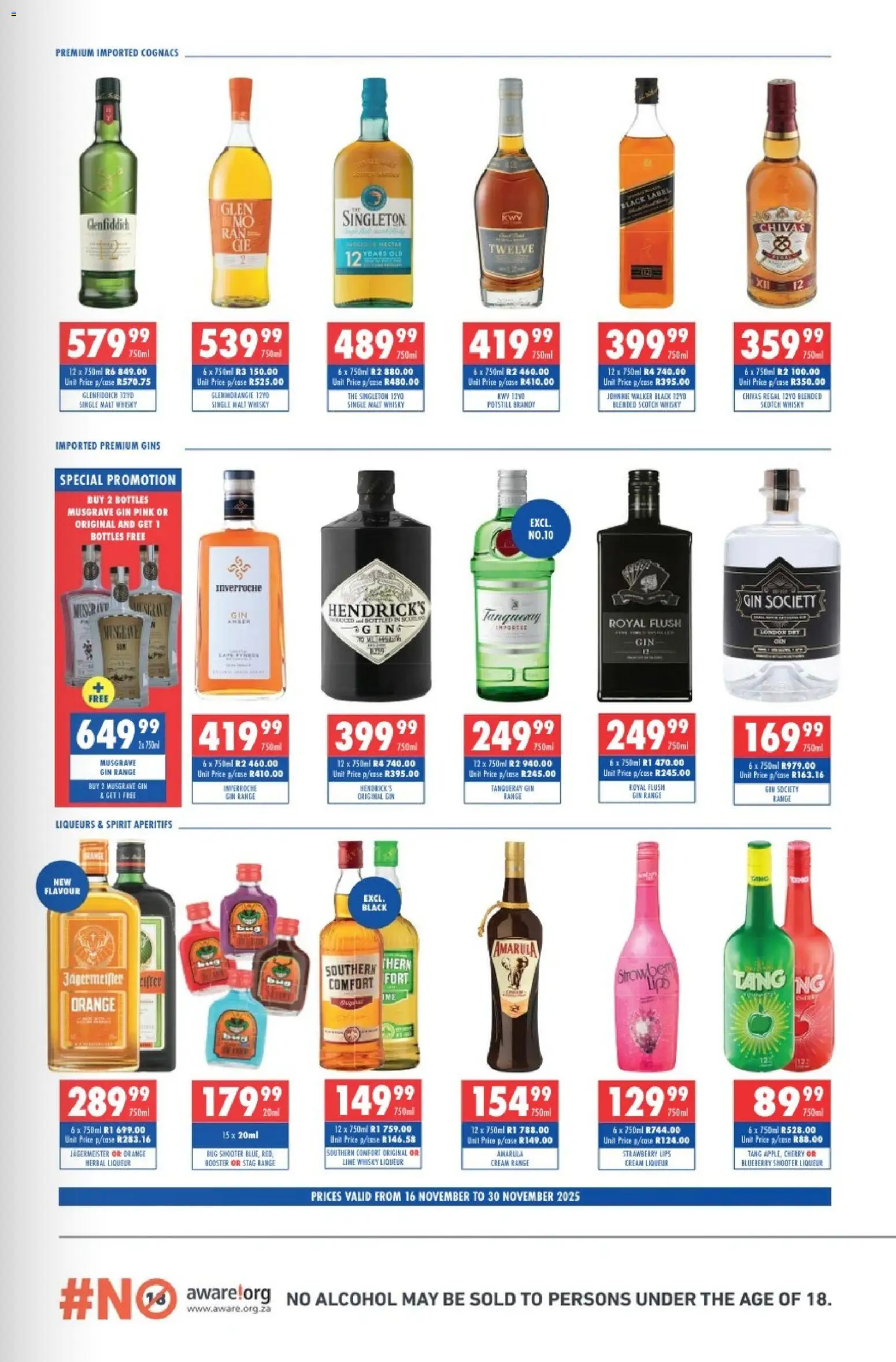 New Ultra Liquors catalogue – valid from 16.11.2025 | Page: 3 | Products: Brandy, Gin, Cream, Lime