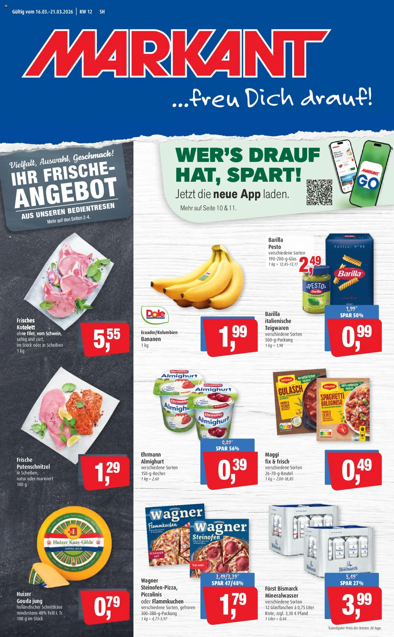 Markant Prospekt 	 – gültig ab 16.03.2026 | Seite: 1 | Produkte: Maggi, Gouda, Barilla pesto, Piccolinis