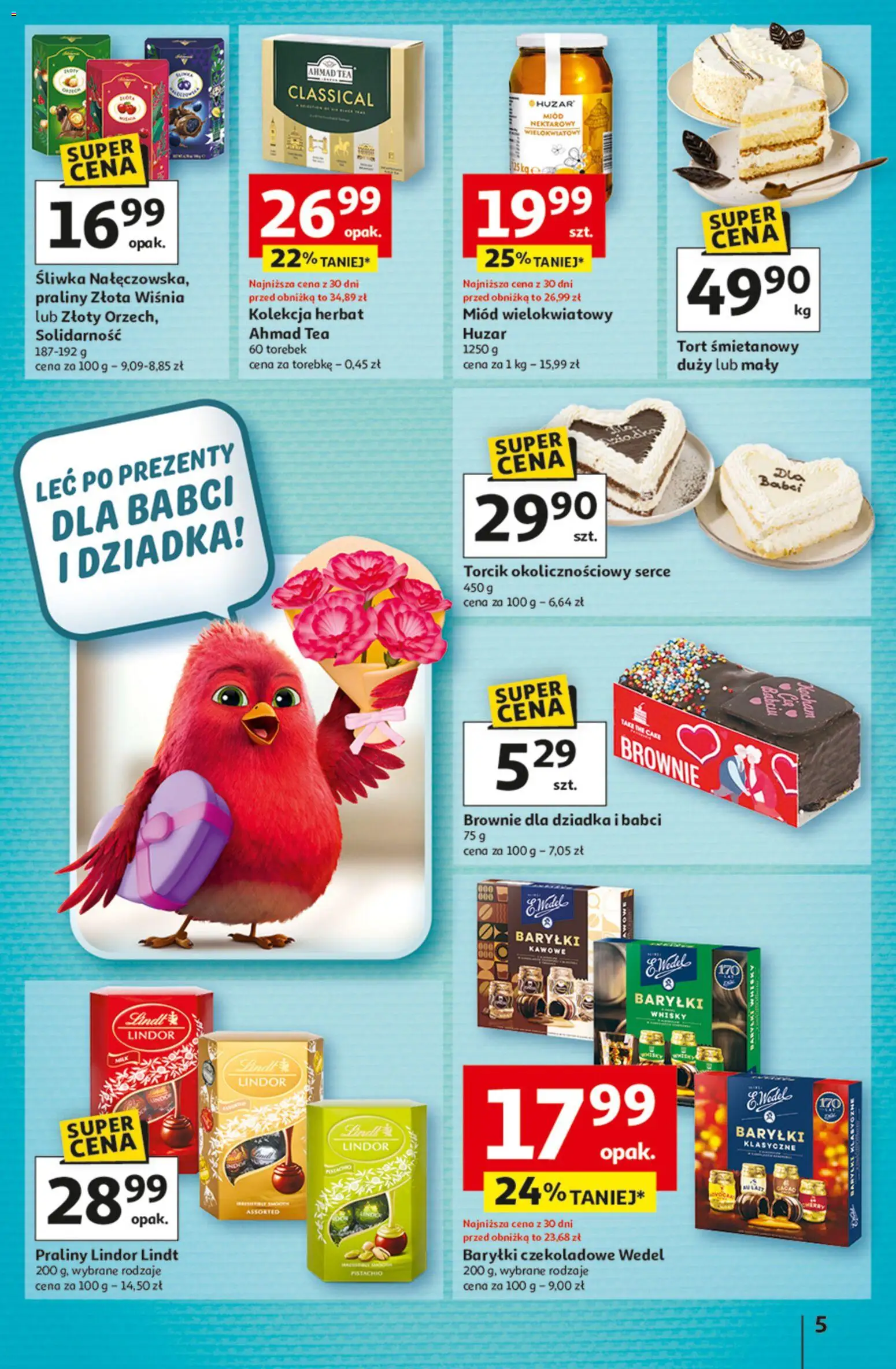 Auchan Gazetka - 30 Lat Hipermarket od 15.01.2026 | Strona: 5 | Produkty: Miód, Tort, Brownie, Whisky