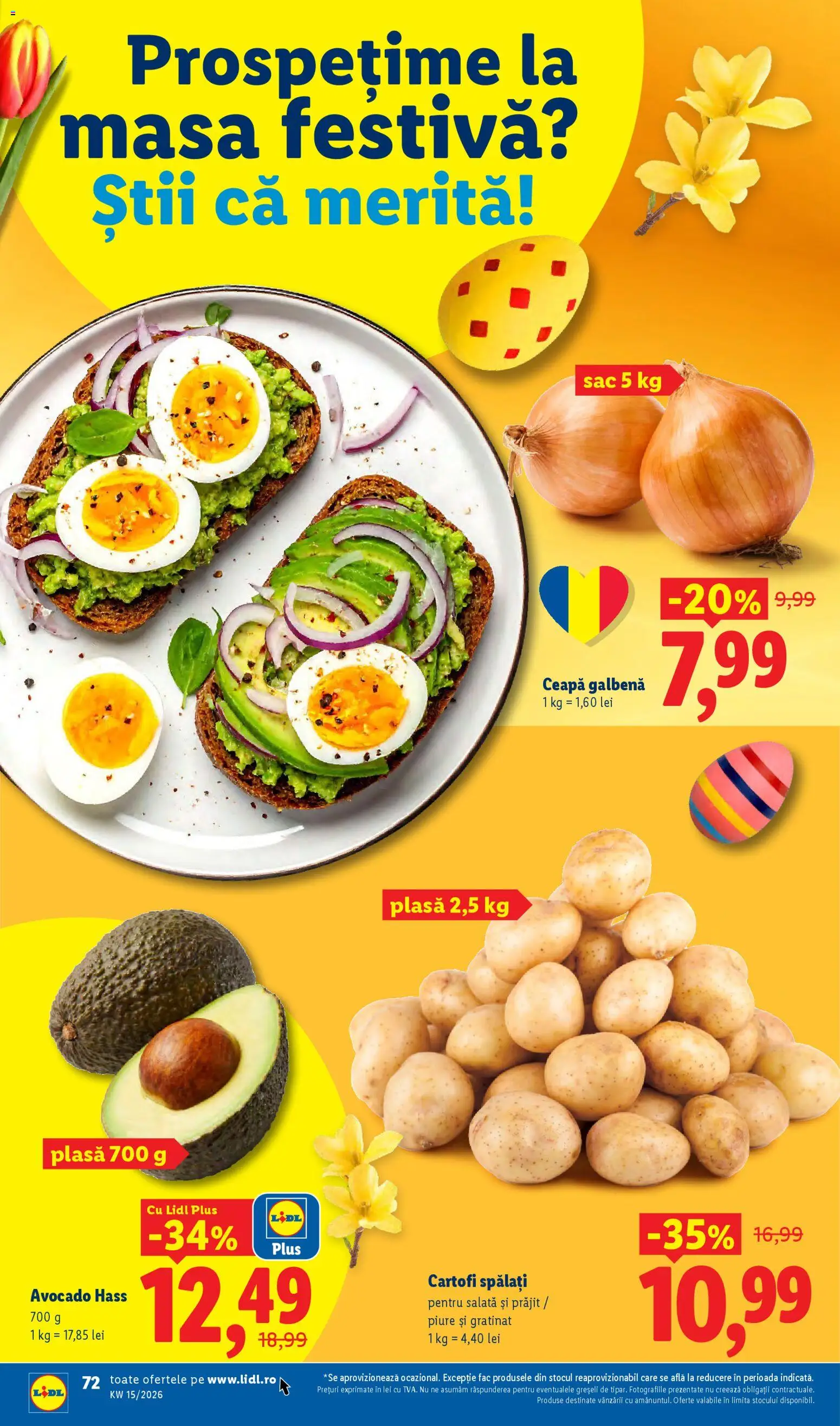 Noul catalog Lidl – valabil de la 06.04.2026 | Pagină: 72 | Produse: Ceapă galbenă, Avocado, Cartofi, Ceapă