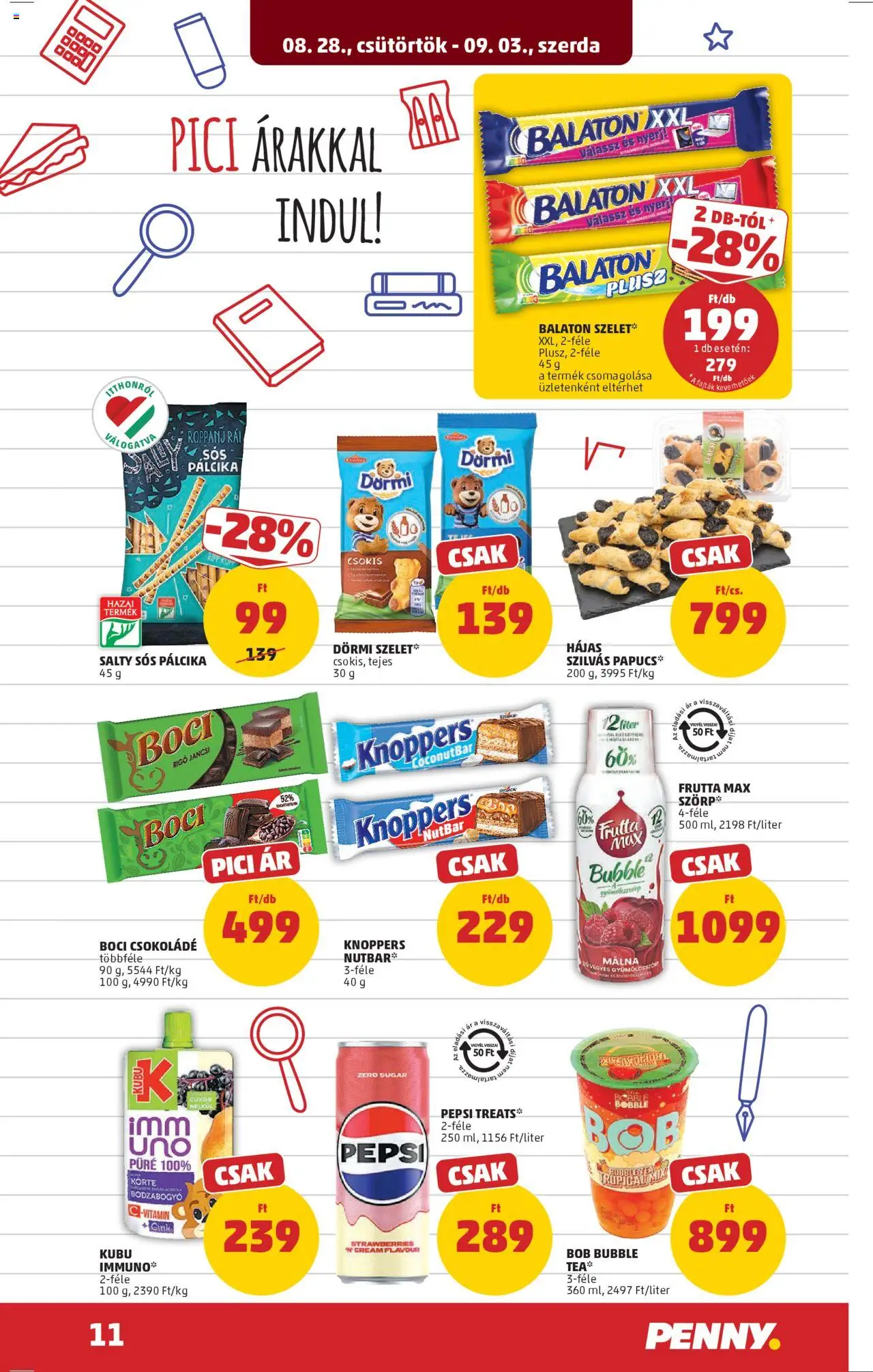 PENNY akciós ujság - amely érvényes a következő dátumtól: 28.08.2025 | Oldal: 13 | Termékek: Körte, Málna, Sós pálcika, Tea