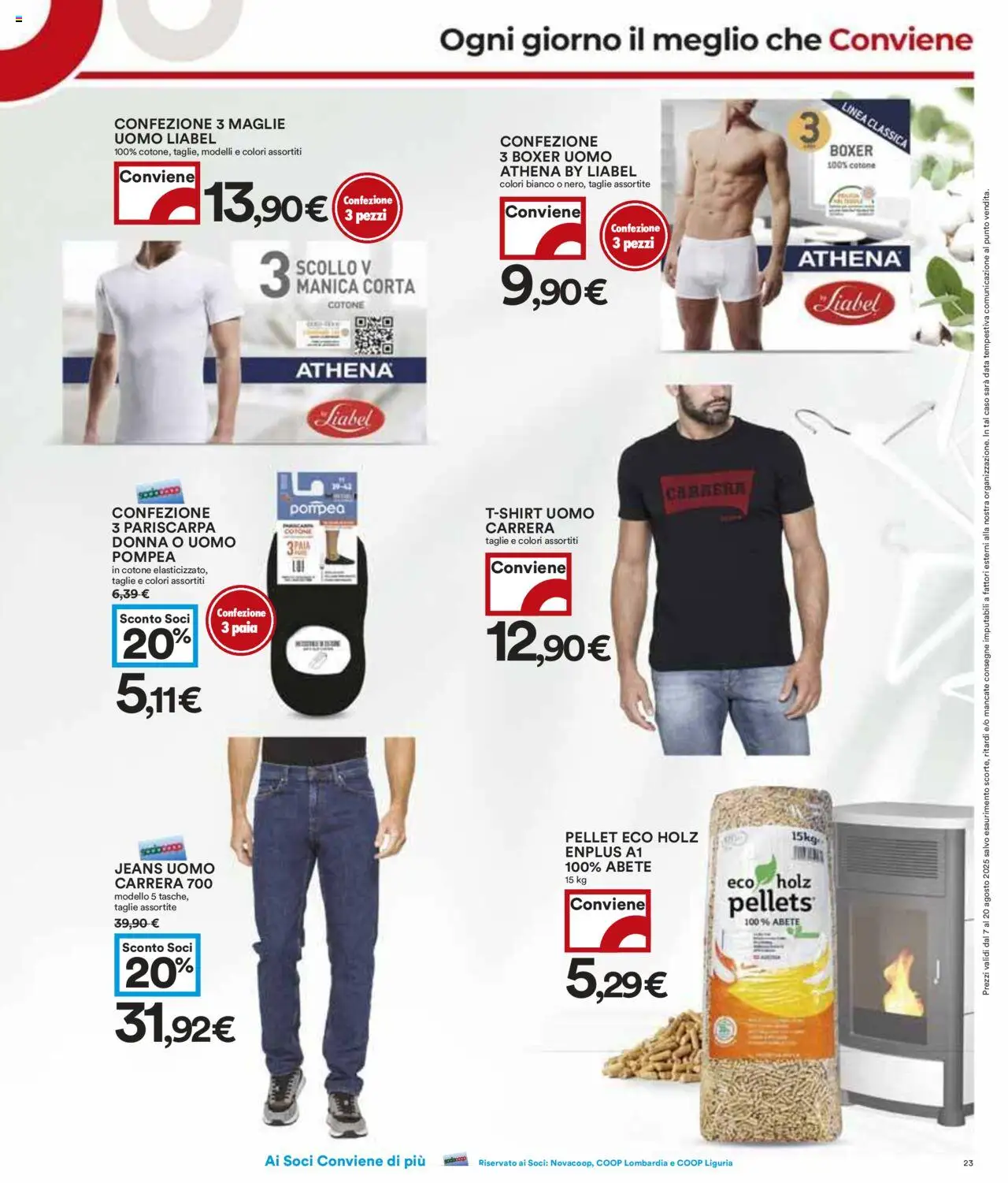 Volantino COOP del 07.08.2025 | Pagina: 23 | Prodotti: Pellet, Boxer, Jeans, Data