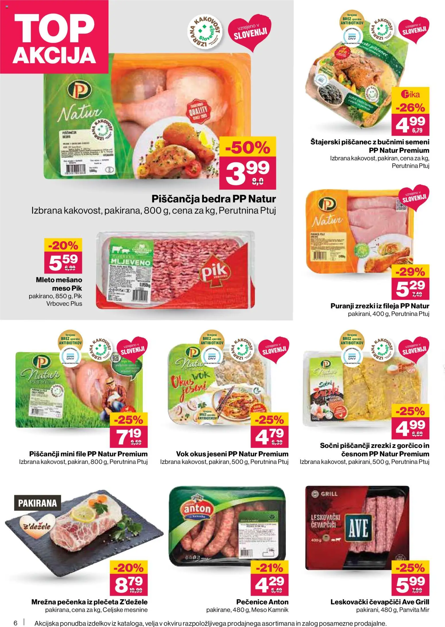 Novi Mercator katalog ponudbe – veljaven od 22.01.2026 | Stran: 6 | Izdelki: Čevapčiči, Piščančja bedra, Zrezki, Grill