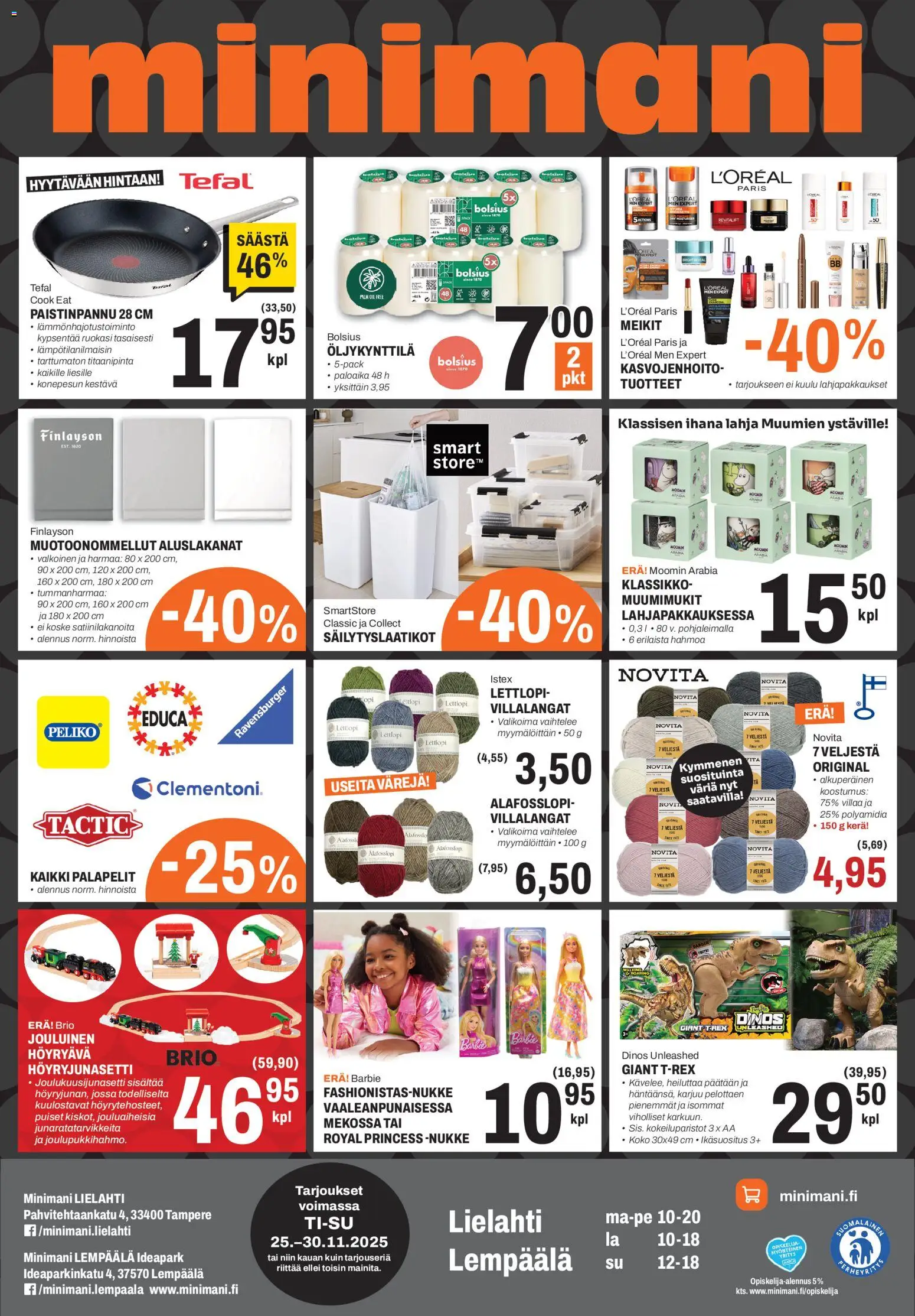 Minimani Tarjoukset - Lempäälä / Tampere – voimassa 25.11.2025 alkaen | Sivu: 1 | Tuotteet: Säilytyslaatikot, Paistinpannu