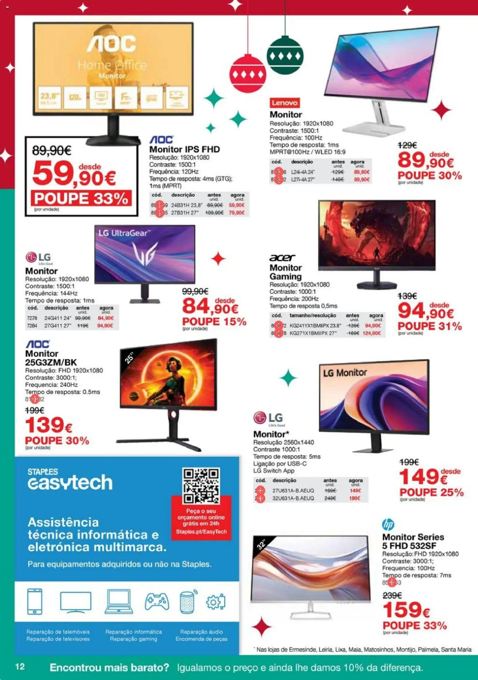 Staples - Folheto Natal 2025 │ válido de 03.12.2025 | Página: 12 | Produtos: Monitor, Audio
