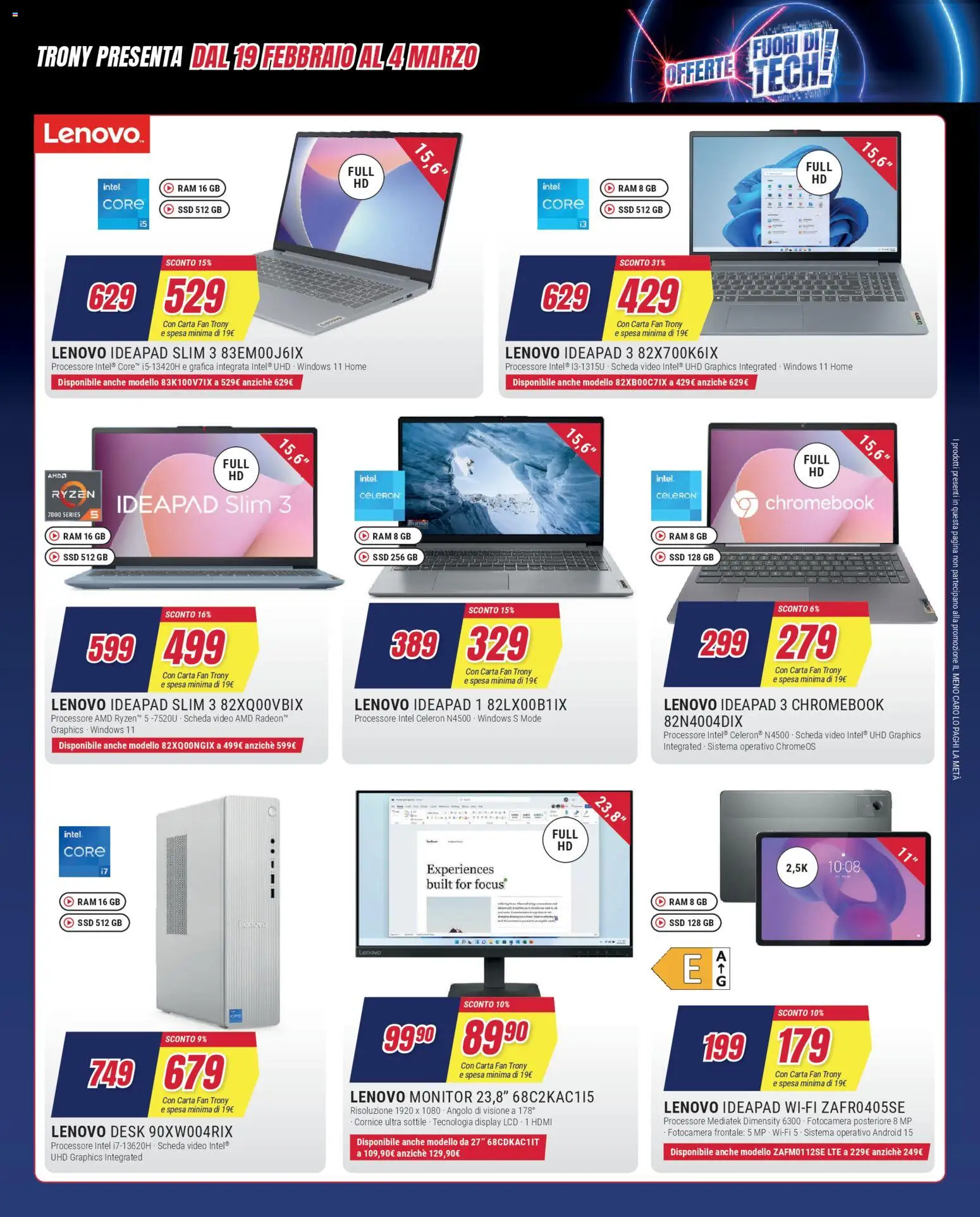 Volantino Trony del 19.02.2026 | Pagina: 14 | Prodotti: Monitor, Video, Fotocamera, Fan