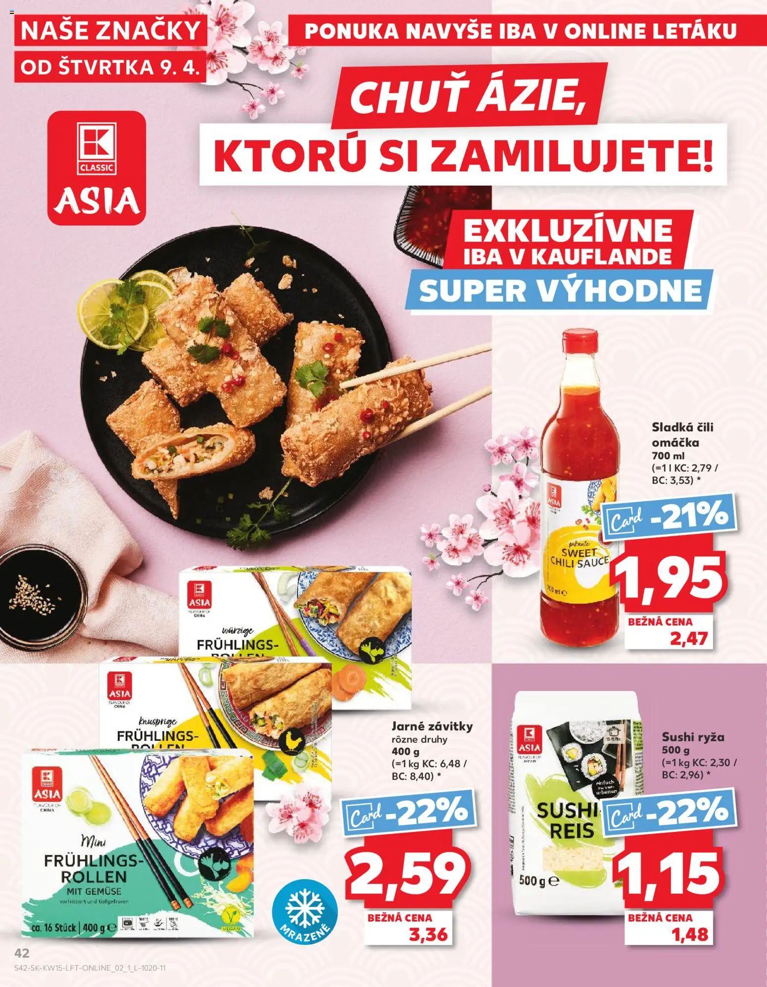 Kaufland SK akciós ujság - amely érvényes a következő dátumtól: 09.04.2026 | Oldal: 42 | Termékek: Chili, Sushi