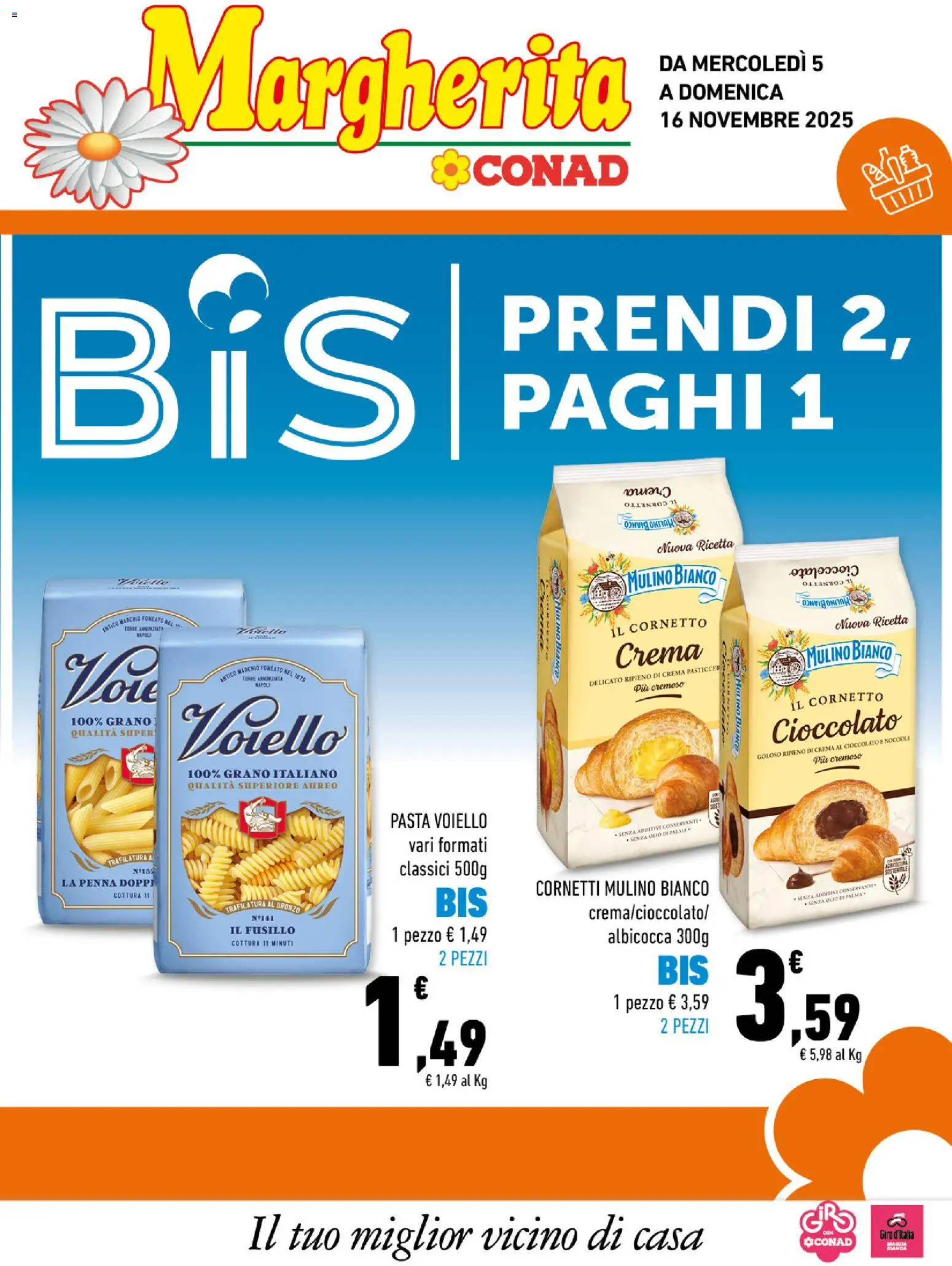 Volantino Conad del 05.11.2025 | Pagina: 1 | Prodotti: Cioccolato, Cornetto, Olio, Nocciole