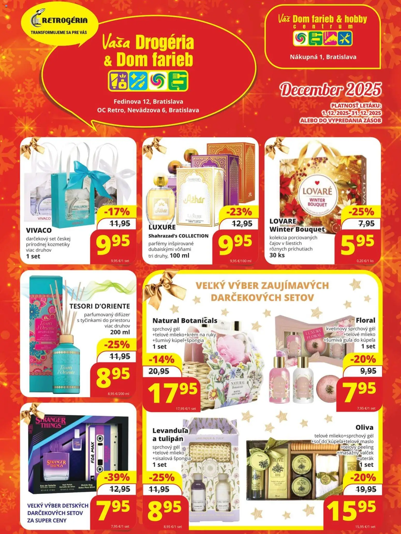 Nové Retrogéria akcie – leták je platný od 01.12.2025 | Strana: 1 | Produkty: Difúzer, Peeling, Soľ