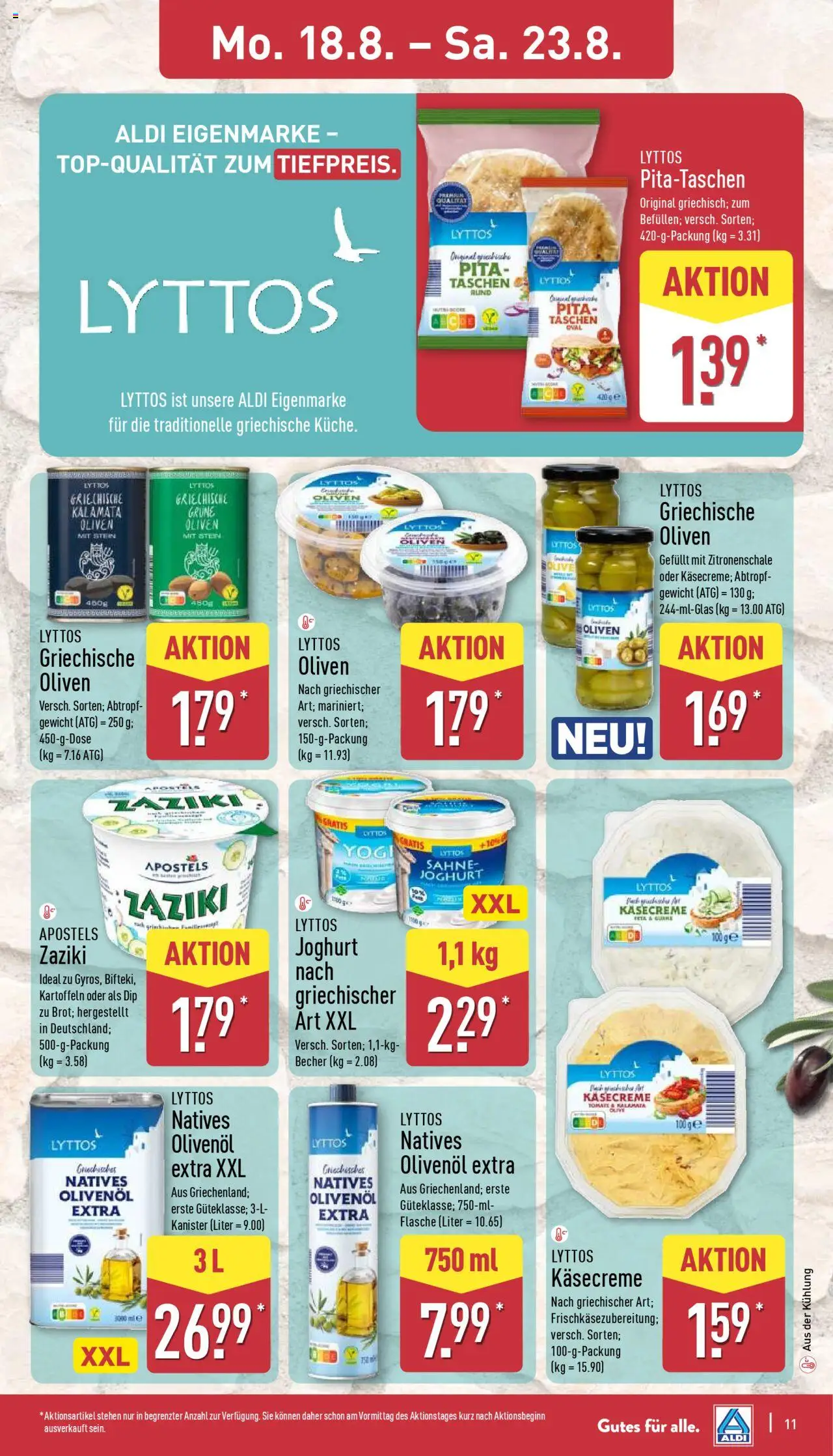 Aldi Prospekt 	 - gültig ab dem 18.08.2025 | Seite: 11 | Produkte: Gewicht, Feta, Joghurt, Kartoffeln
