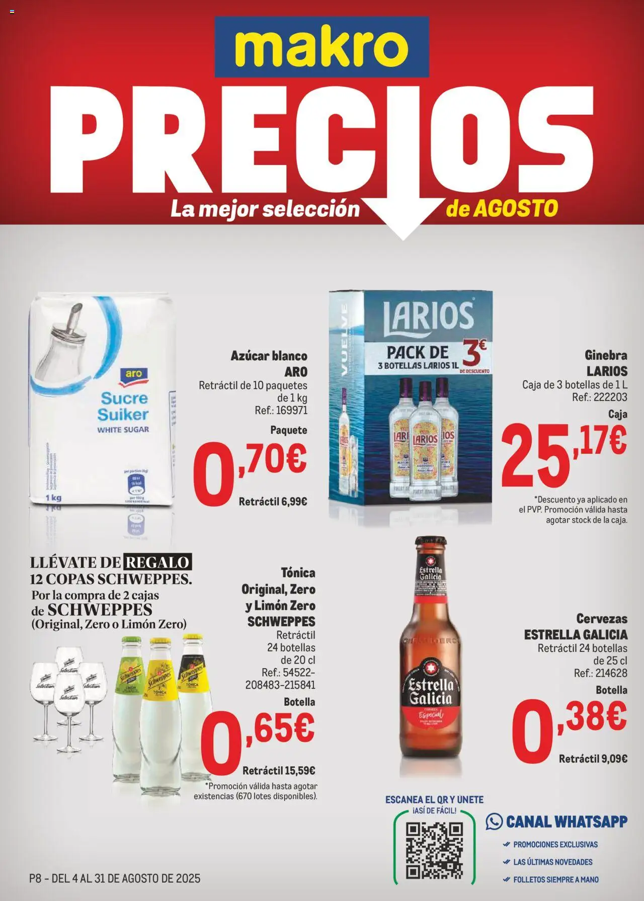 Makro - Precios Sur │ válido desde el 04.08.2025 | Página: 1 | Productos: Ginebra, Caja