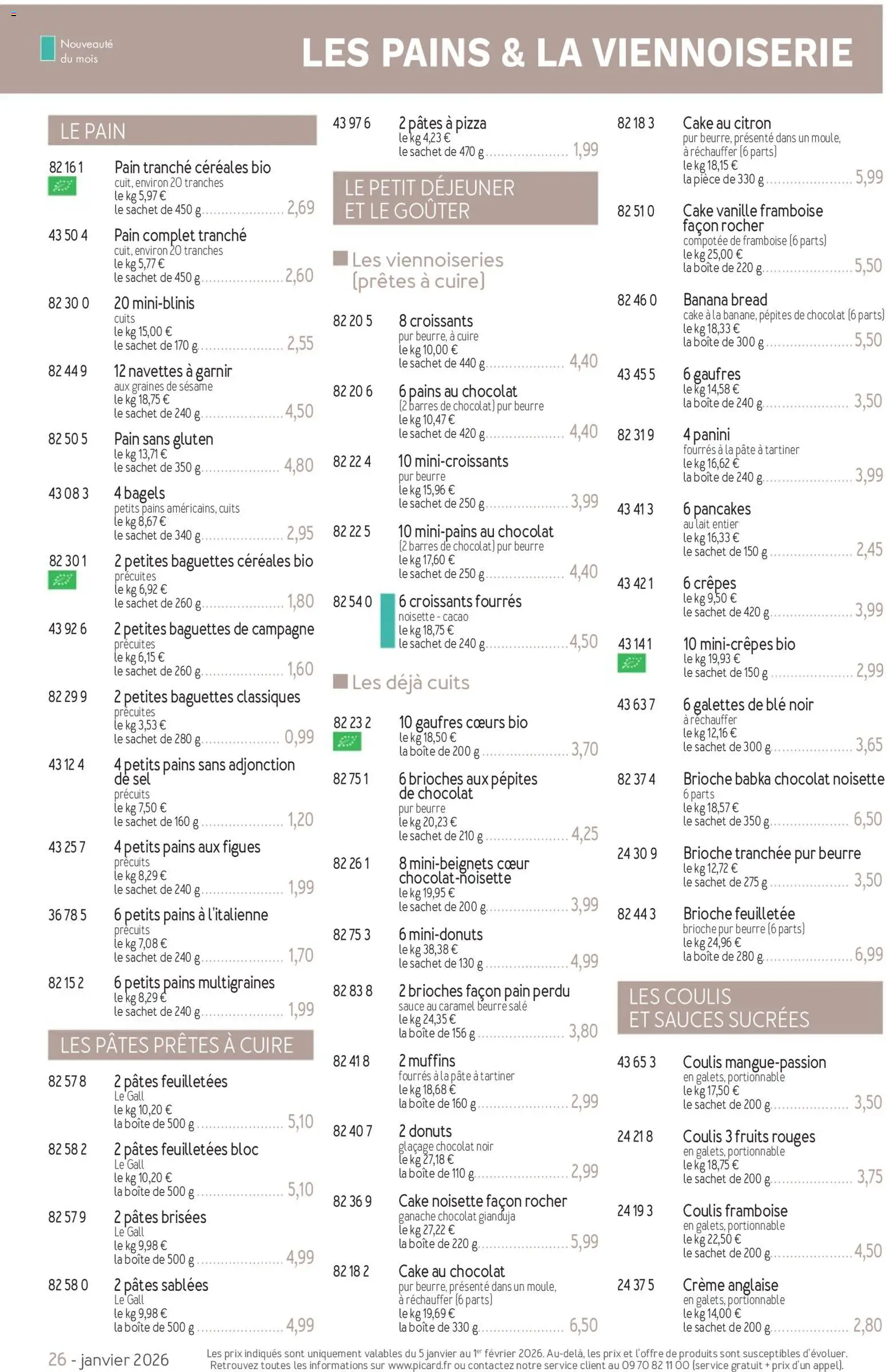 {H1} | Page: 26 | Produits: Lait entier, Citron, Pain sans gluten, Pâtes
