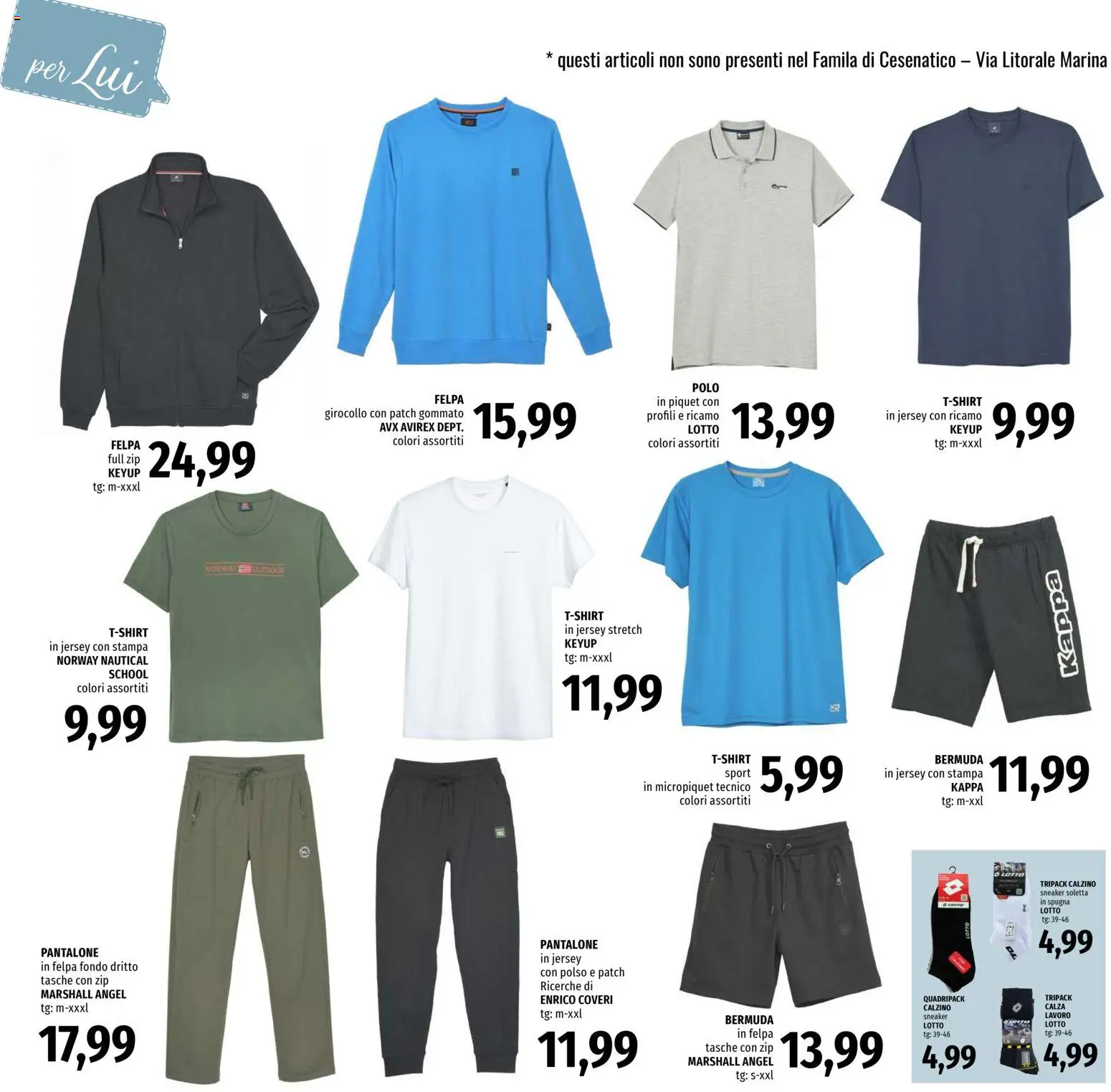 Volantino Famila del 19.02.2026 | Pagina: 28 | Prodotti: Spugna, Felpa, Bermuda, Polo