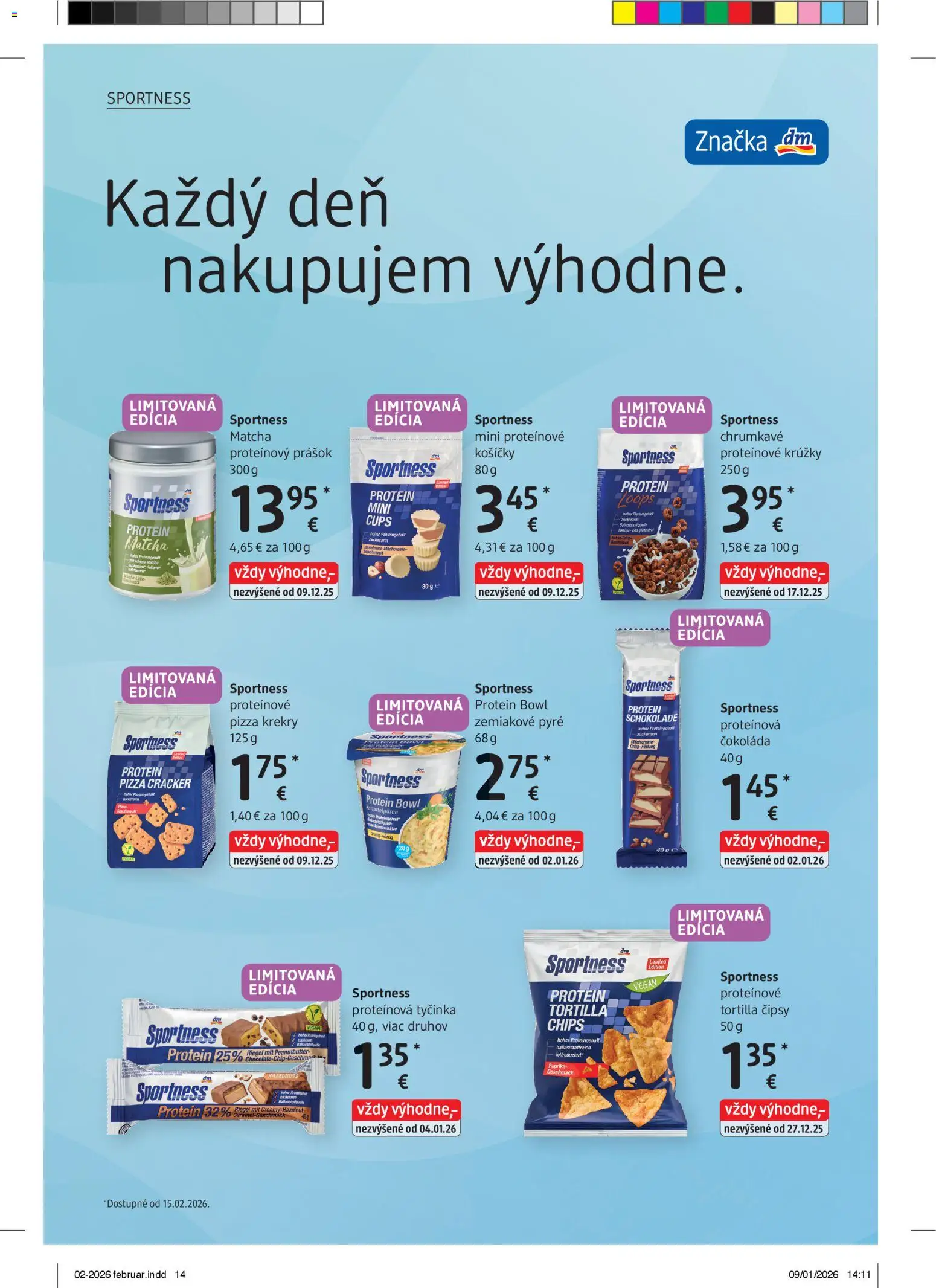 Nové dm drogerie akcie – leták je platný od 01.02.2026 | Strana: 14 | Produkty: Paprika, Pizza, Protein, Čokoláda