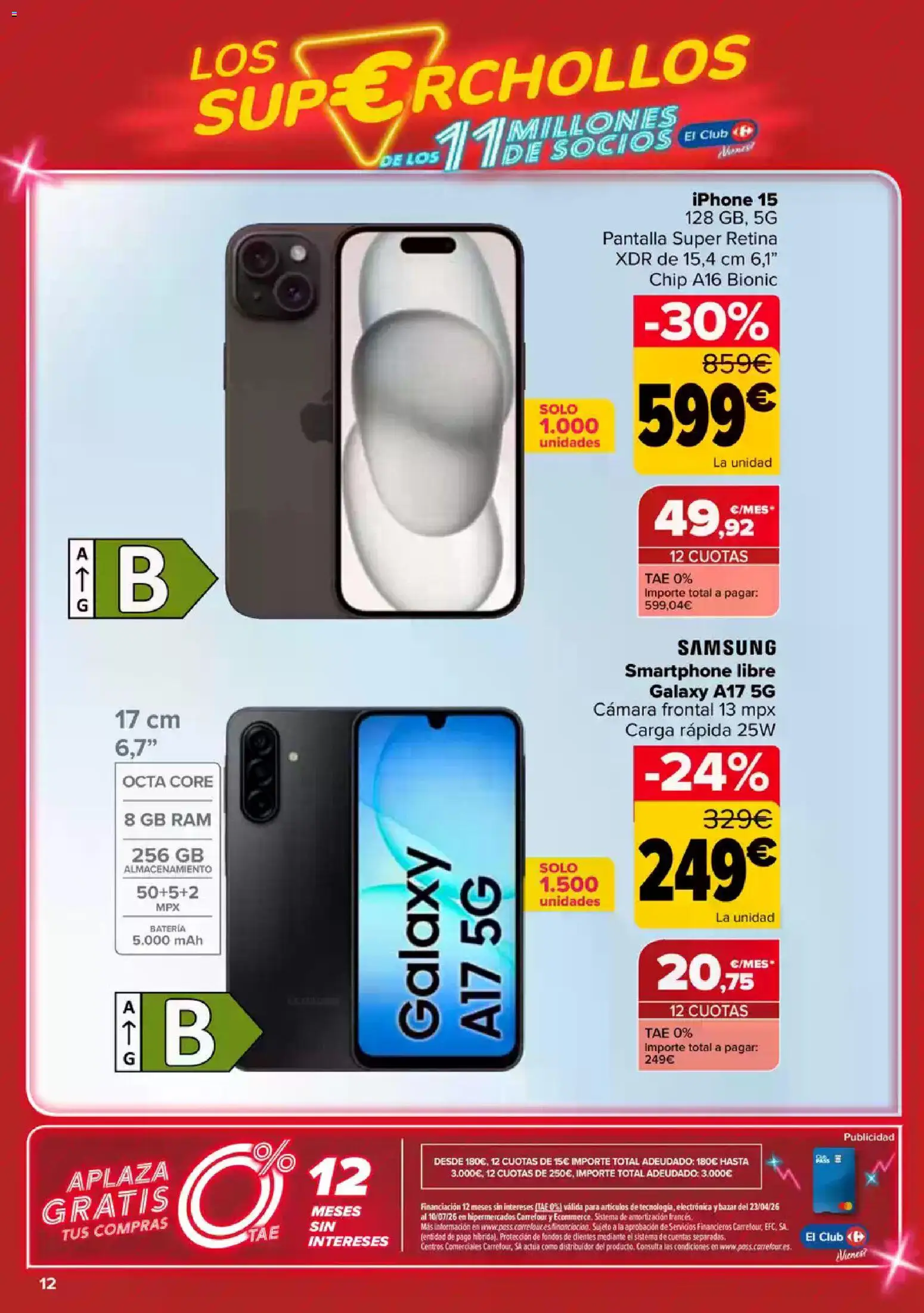Carrefour Super chollos │ válido desde el 23.04.2026 | Página: 12 | Productos: Smartphone, Iphone, Cámara, Batería