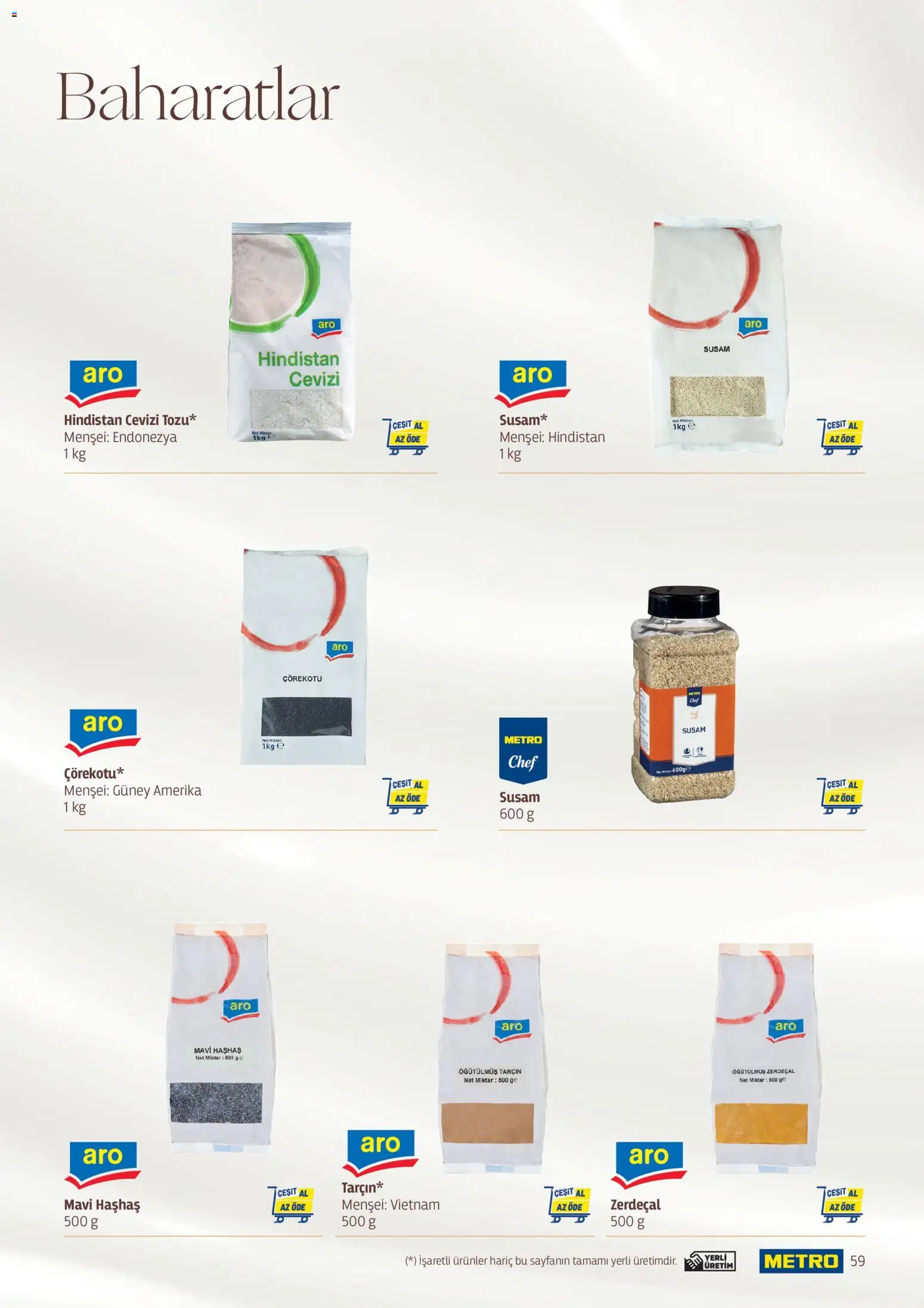 Metro - Pastacılık Kataloğu - 06.04.2026 tarihinden itibaren geçerlidir | Sayfa: 59 | Ürünler: Hindistan Cevizi, Tarçın, Zerdeçal