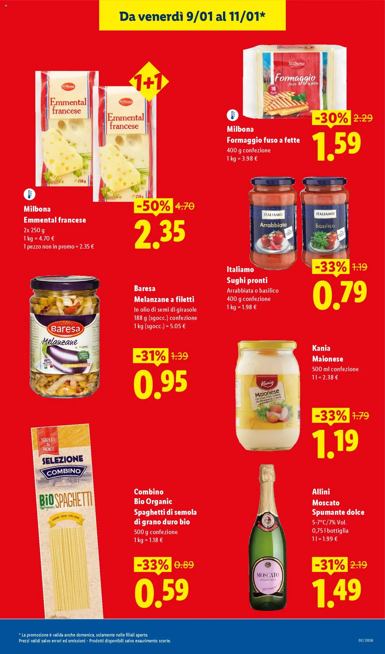 Volantino Lidl del 09.01.2026 | Pagina: 3 | Prodotti: Formaggio, Pasta, Spumante, Melanzane