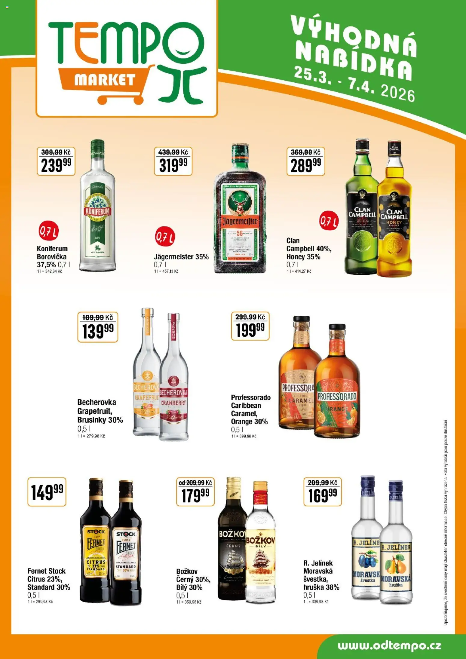 Tempo leták od 25.03.2026 | Strana: 9 | Produkty: Fernet, Brusinky, Becherovka, Jelínek