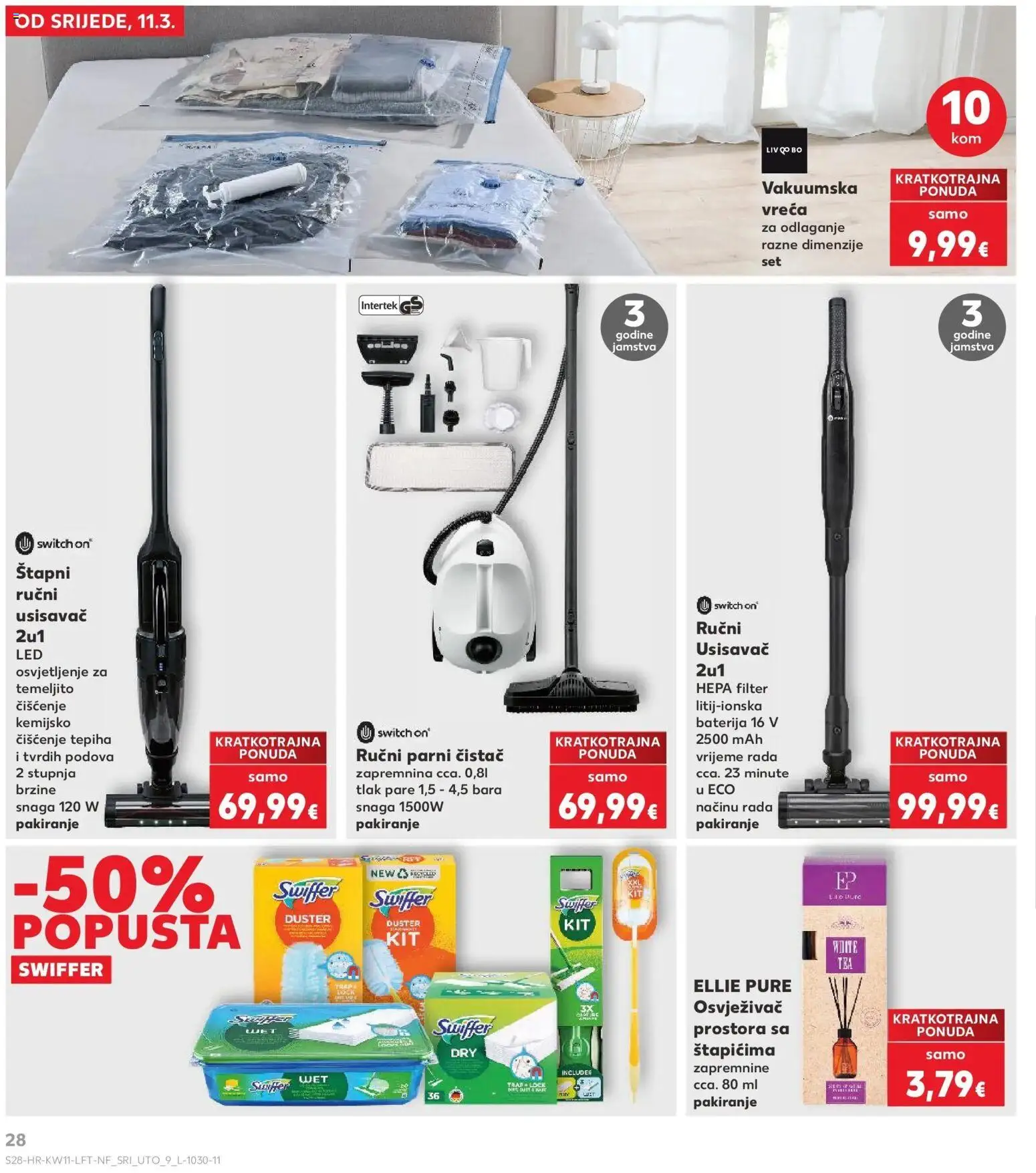 Kaufland katalog | vrijedi od 10.03.2026 | Stranica: 28 | Proizvodi: Usisavač, Baterija, Osvježivač prostora, Parni čistač
