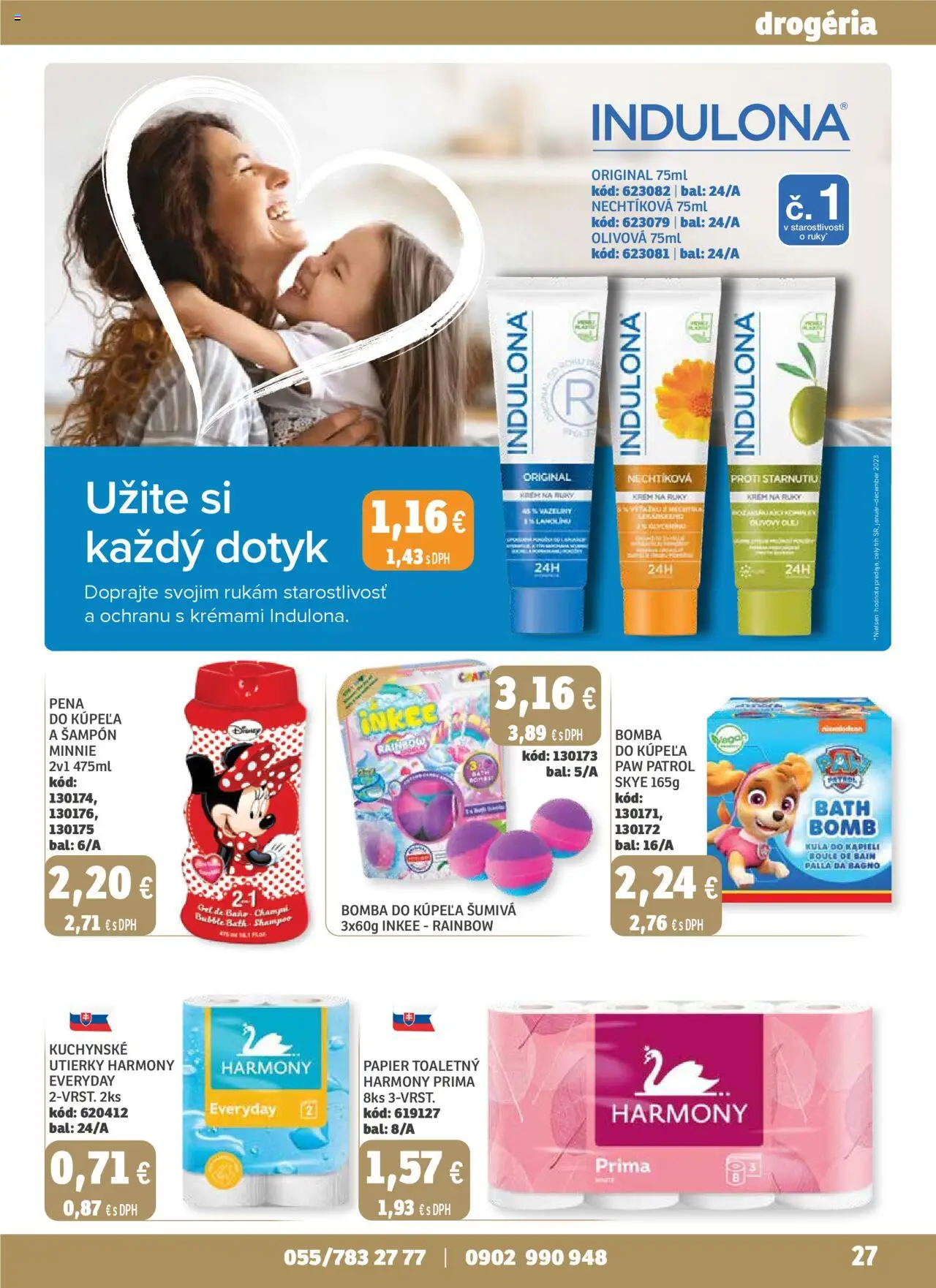 Nové Labaš akcie – leták je platný od 03.10.2025 | Strana: 27 | Produkty: Olej, Pena do kúpeľa, Krém, Indulona